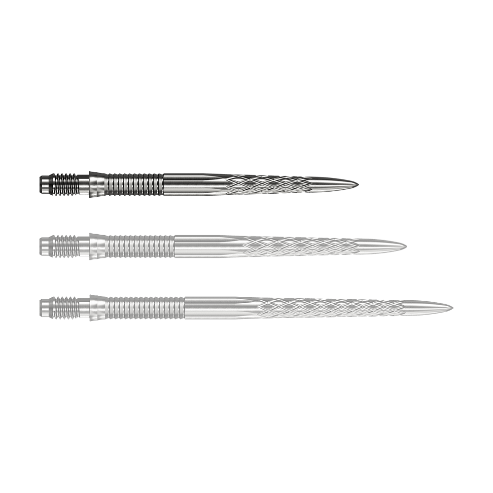 Punte per freccette Mission R2.5 Rapid Point DSX - Argento Abgebildet ist eine einzelne Mission R25 Rapid Point DSX Dartspitze in Silber mit 30mm Länge. Sie wird häufig für Präzision und Haltbarkeit beim Dartspielen verwendet.