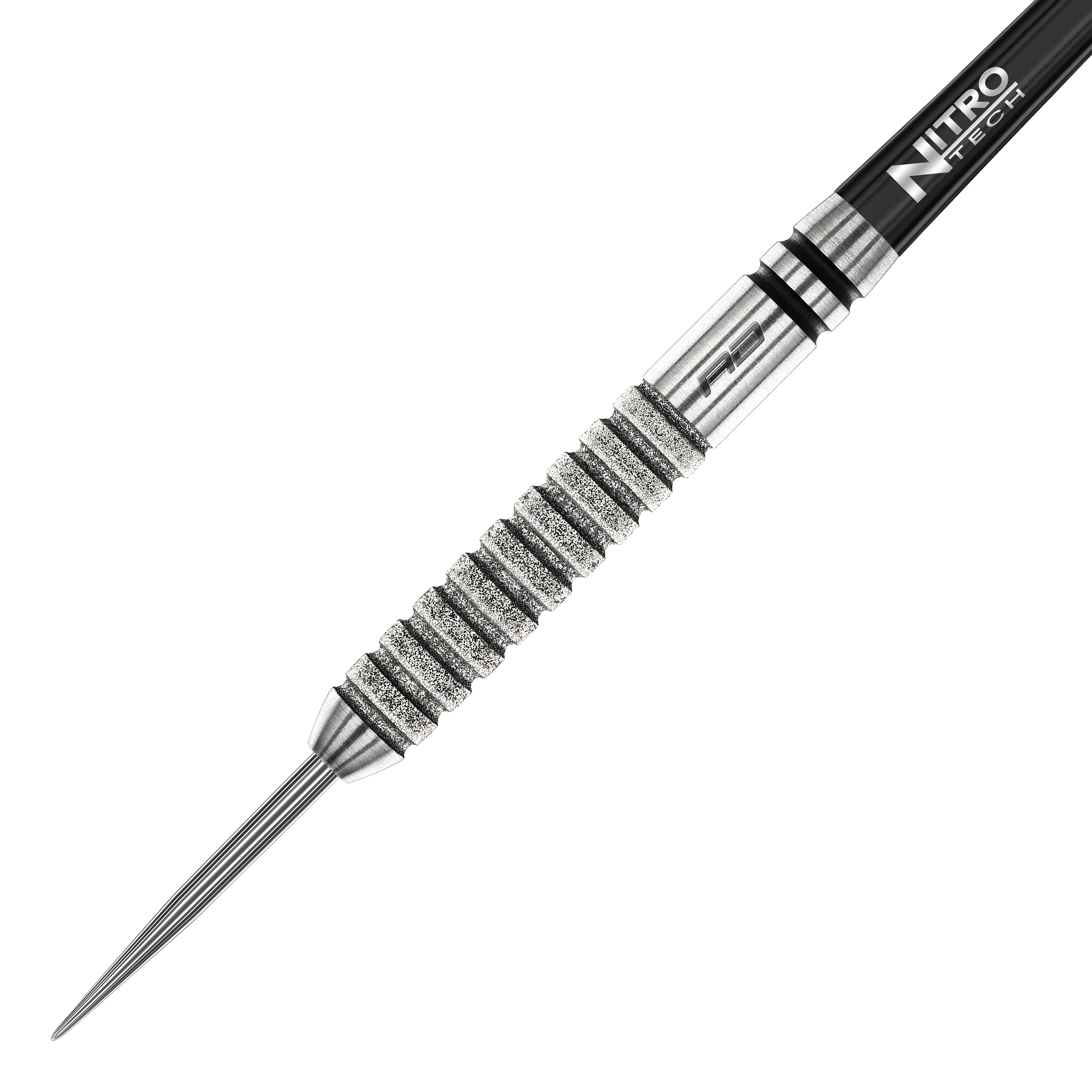 Dies ist der Red Dragon Gian Van Veen Tour Edition Steeldart mit einem Gewicht von 22g. Der Dart hat eine silberne, geriffelte Oberfläche und eine scharfe Spitze.
