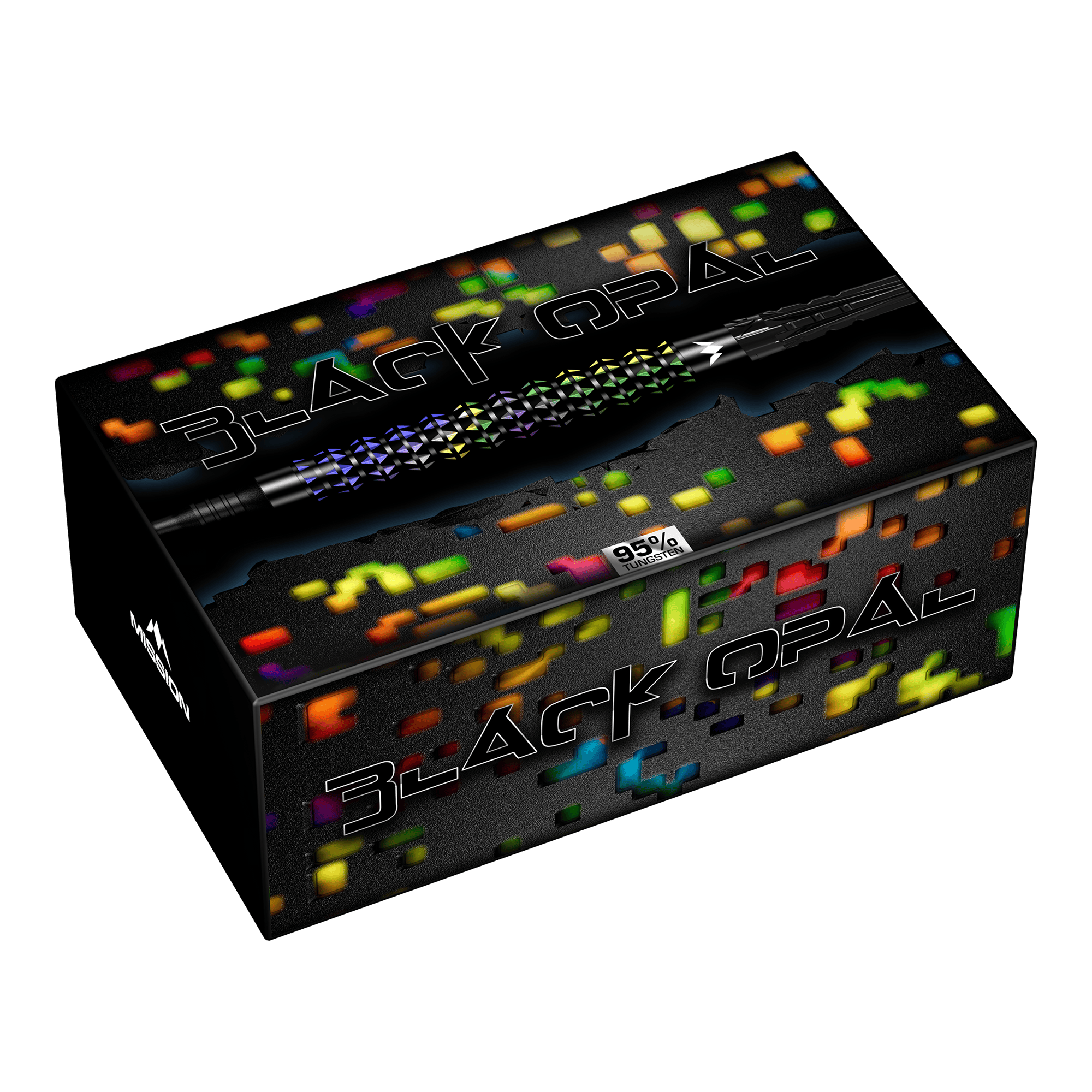 Freccette morbide Mission Black Opal - 20 g Dieses Bild zeigt die Mission Black Opal Softdarts - 20g. Die Softdarts werden detailliert präsentiert.