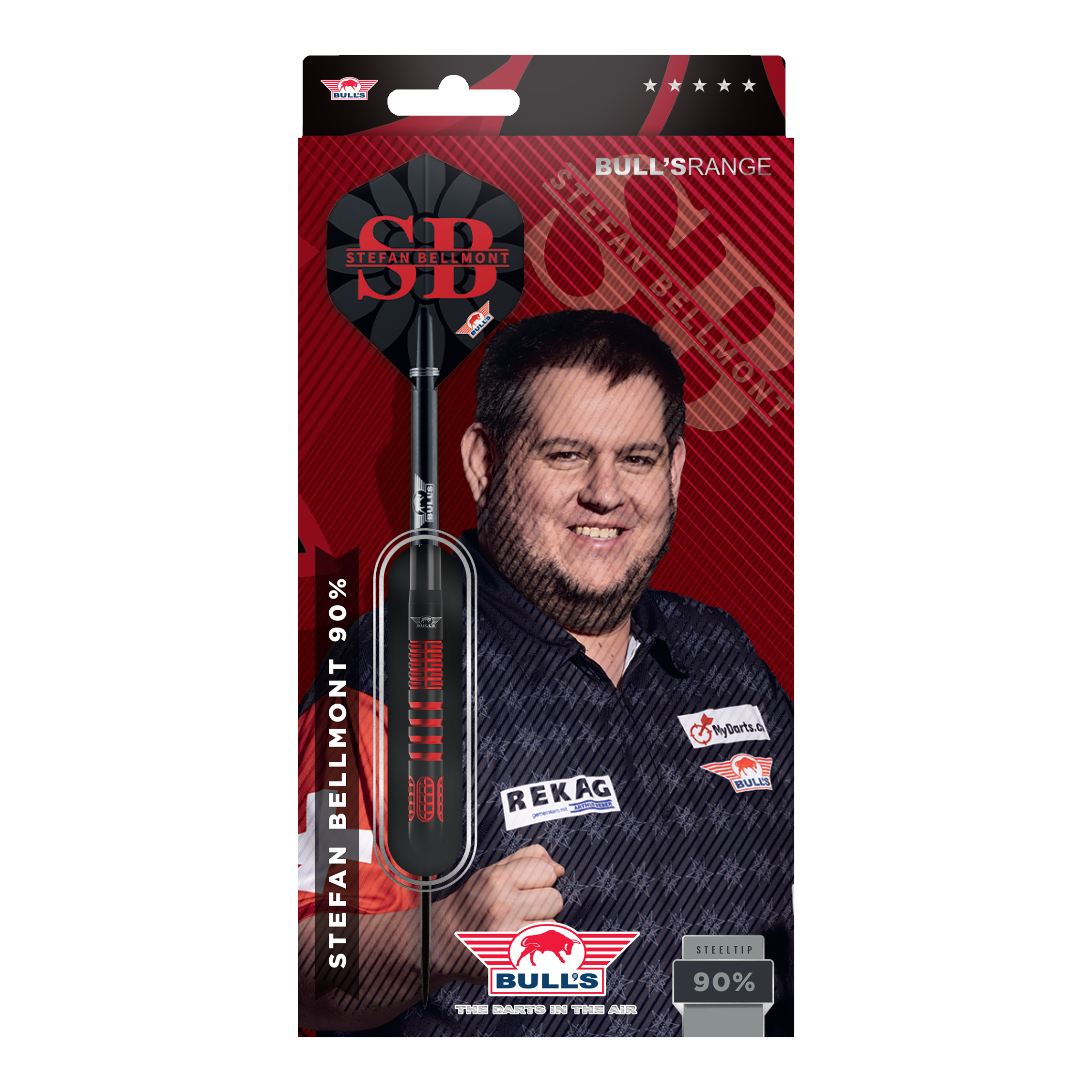 Bulls NL Stefan Bellmont 90 freccette in acciaio - 23 g Gezeigt werden die Bulls NL Stefan Bellmont 90 Steeldarts 23g. Sie sind ideal für den Einsatz im Wettkampfsport geeignet.
