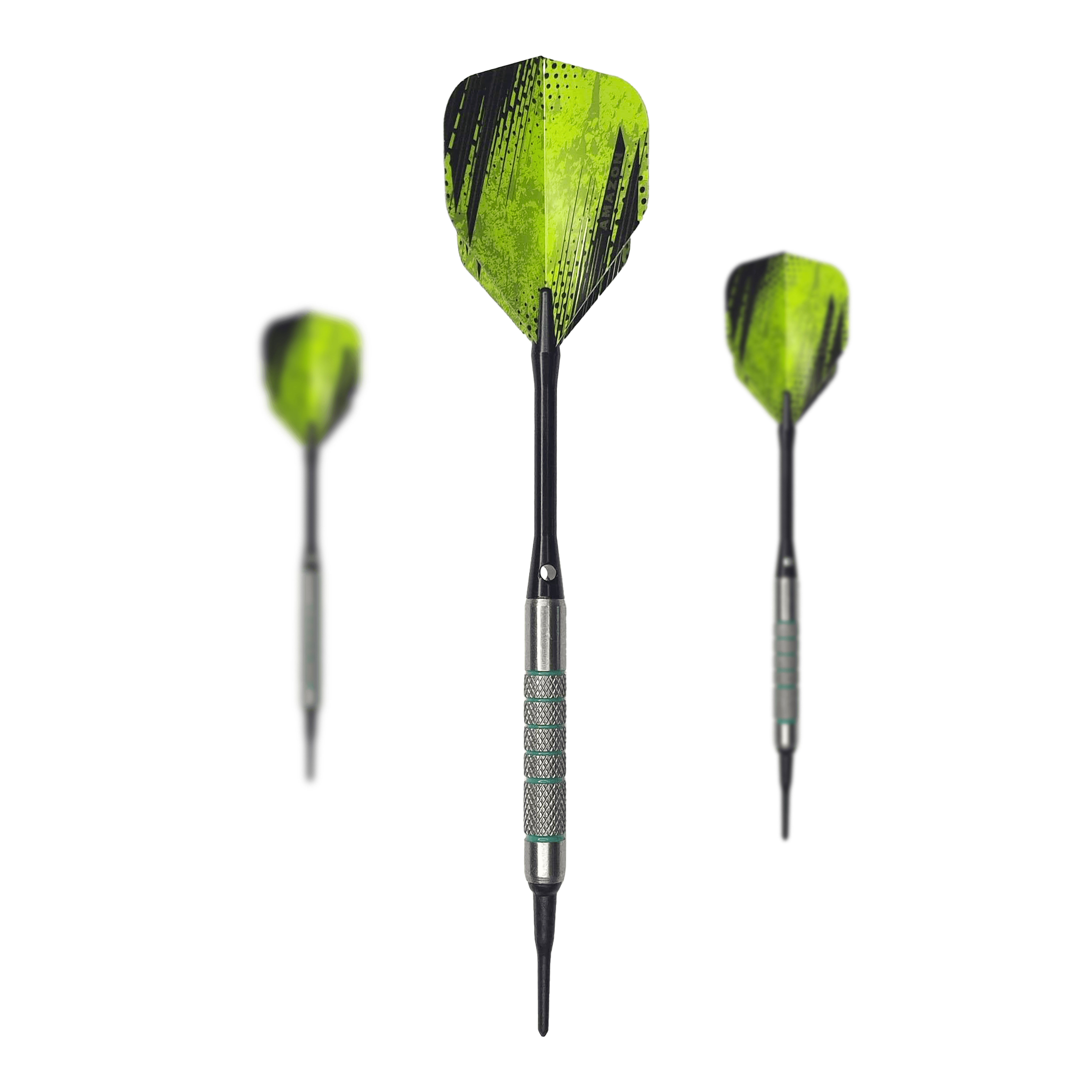 Freccette morbide McDart 85 Tungsten V7 - 16,5 g Das Bild zeigt ein Set McDart 85er Tungsten V7 Softdarts - 16,5g. Die Darts sind nebeneinander angeordnet.