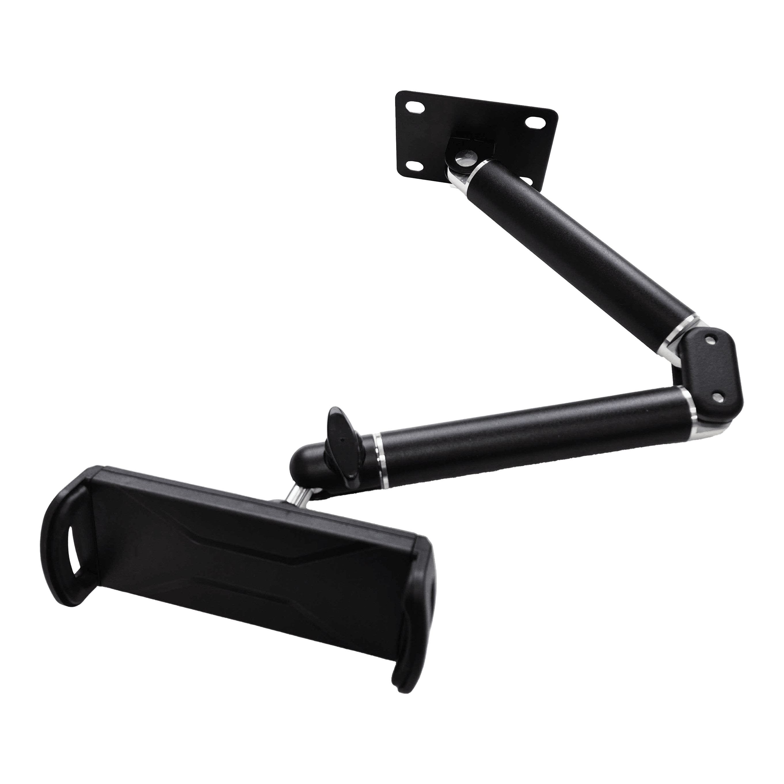 Supporto da parete per tablet McDart TABFlex con braccio flessibile Die Abbildung zeigt die McDart TABFlex Tablet-Wandhalterung mit flexiblem Arm. Die Halterung ist schwarz und kann an der Wand befestigt werden, um ein Tablet flexibel auszurichten.