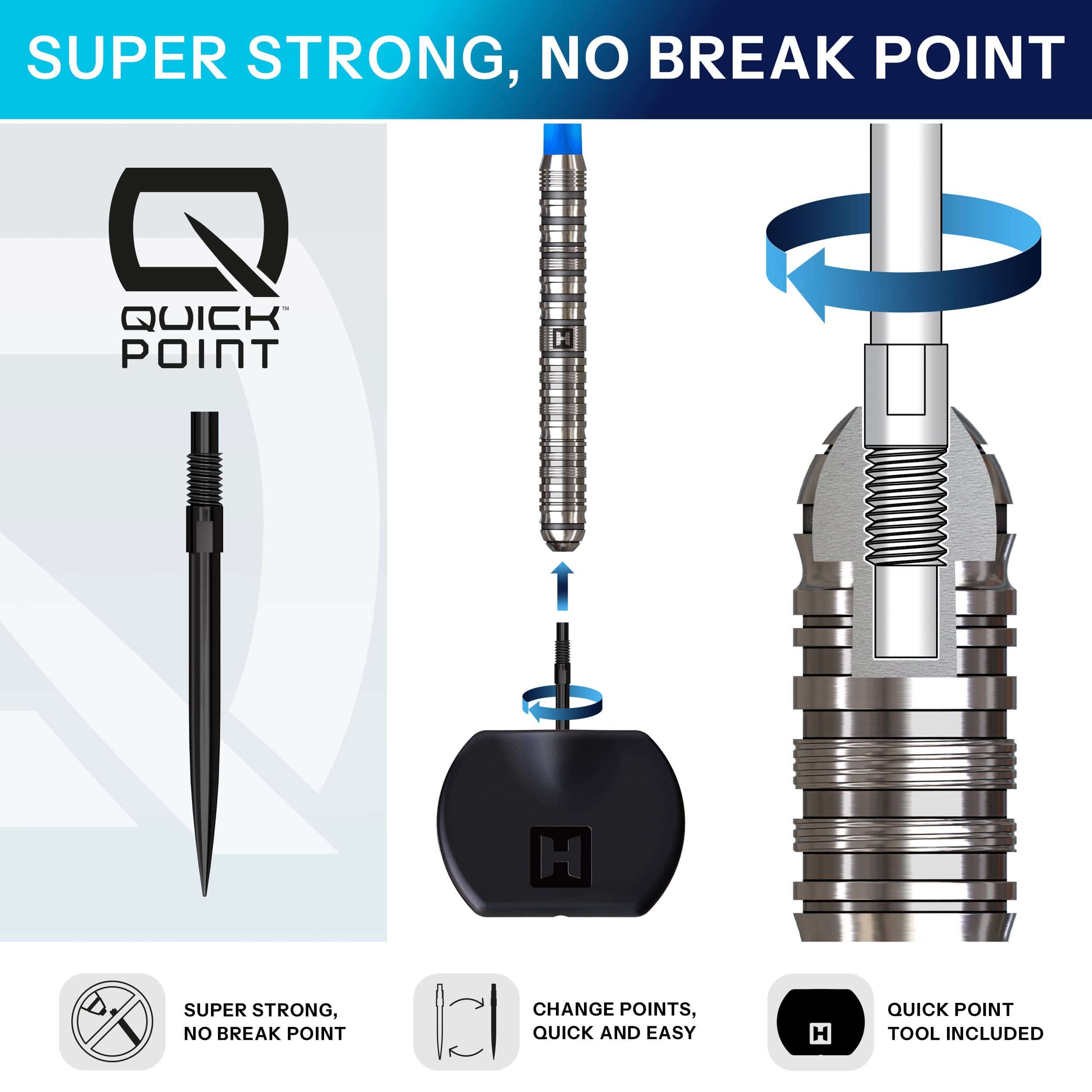 Harrows Flux Quick Point Steeldarts Ein Steeldart aus der Parallel QuickPoint Serie. Der Dart ist metallisch und hat ein modernes Design.