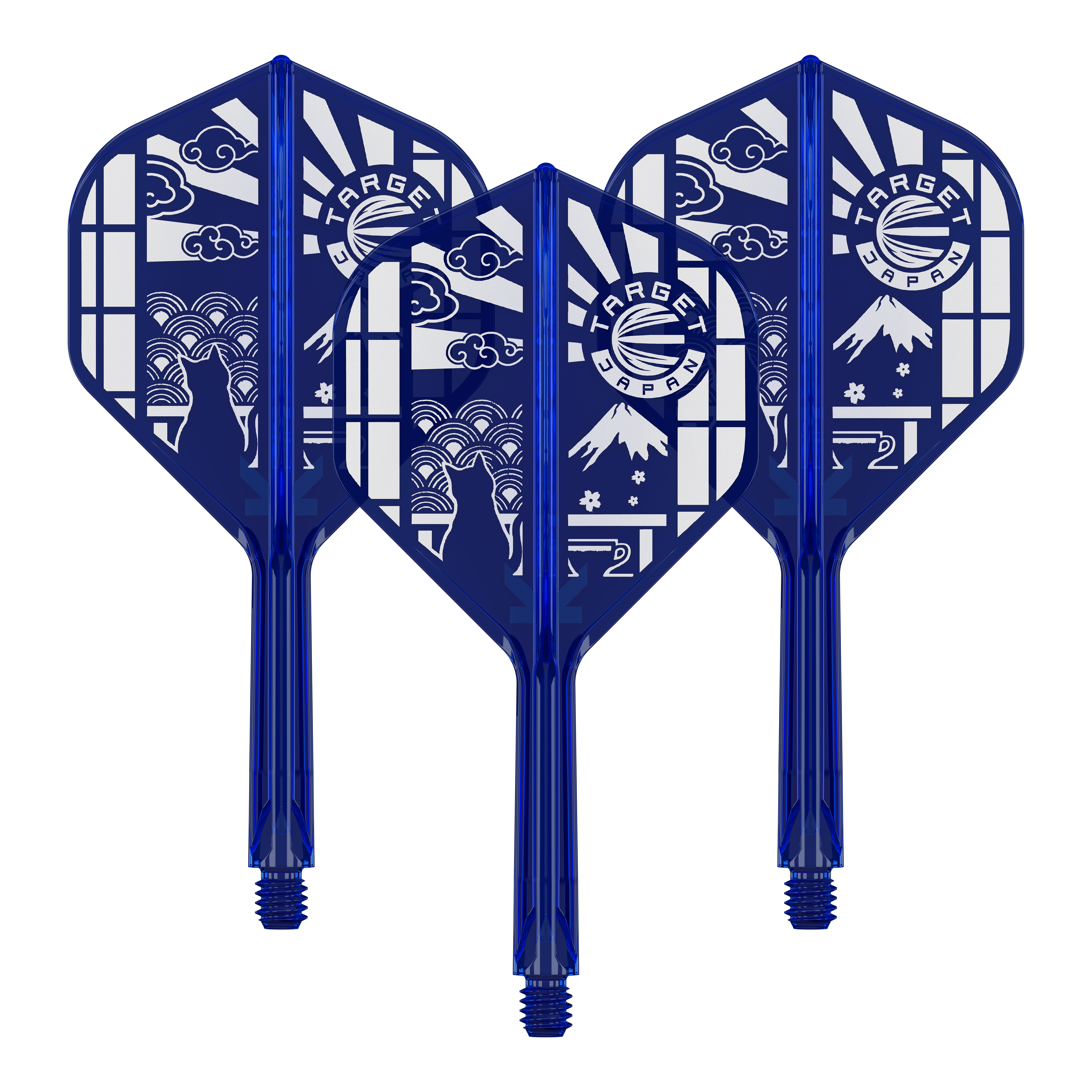 Target Japan K-Flex Blue Limited No2 Voli Standard Das Bild zeigt ein Set vom Target Japan K-Flex Blue Limited No2 Flights 26mm. Es handelt sich um blaue Dartflights in einem Set.