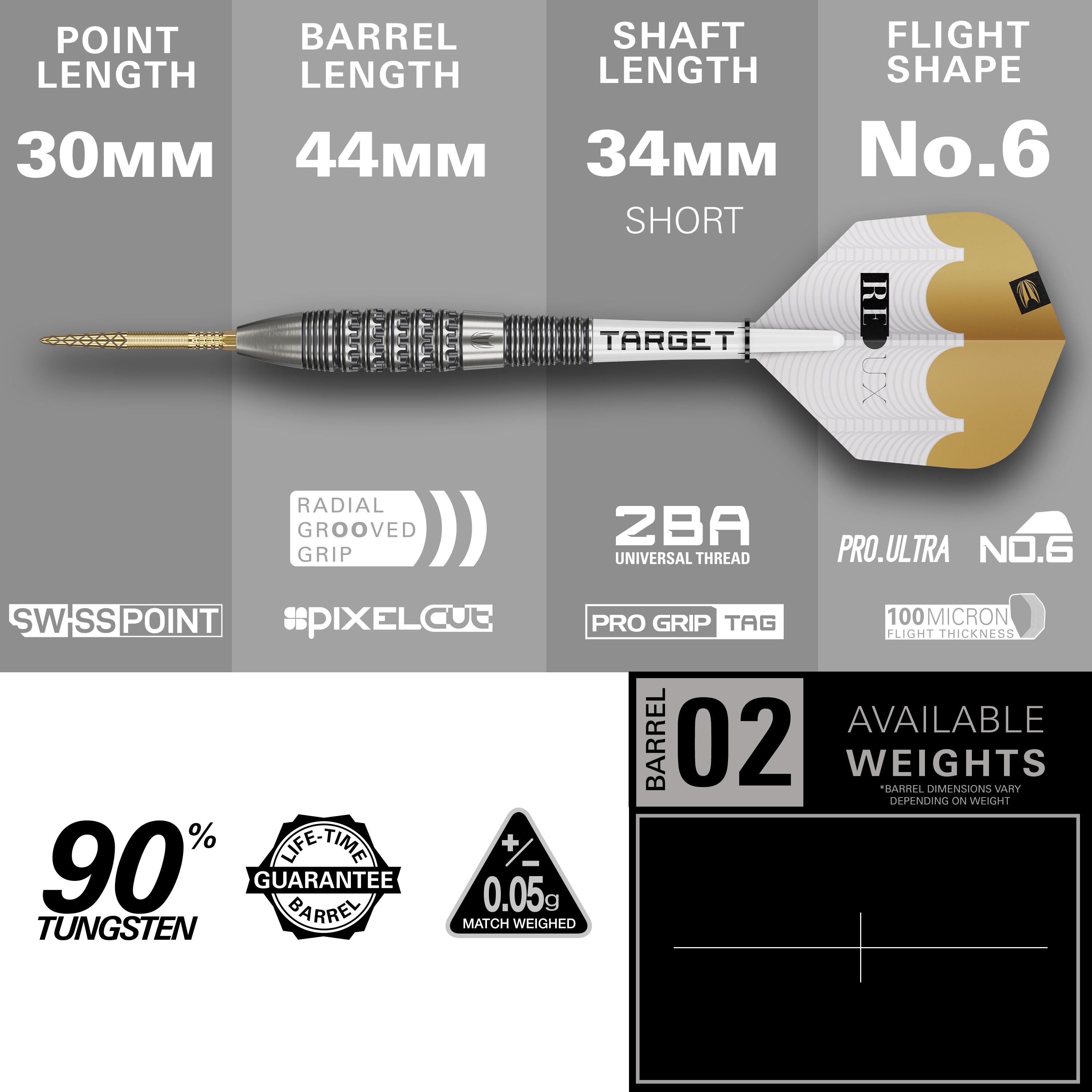 Freccette in acciaio Target Redux 02 Swiss Point Das Bild zeigt die Target Redux 02 Swiss Point Steeldarts. Diese Steeldarts bieten ein besonderes Spielerlebnis.