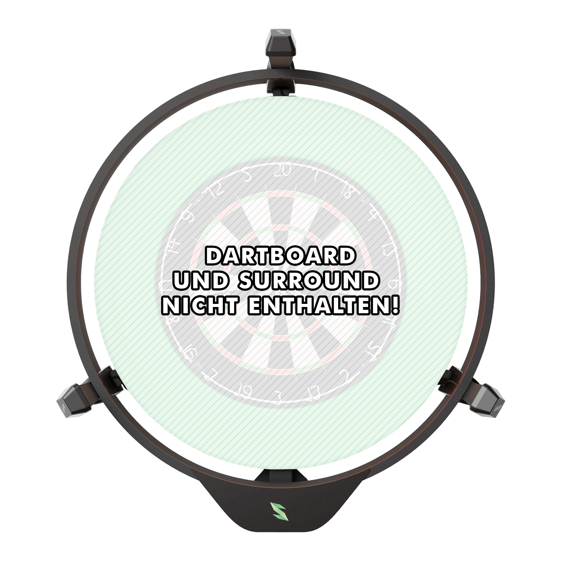 Sistema di punteggio automatico elettronico Scolia Home 2 con anello luminoso 2026 Das Bild zeigt das Scolia Home 2 Electronic Score System mit einem Beleuchtungsring. In der Mitte steht: "Dartboard und Surround nicht enthalten!"