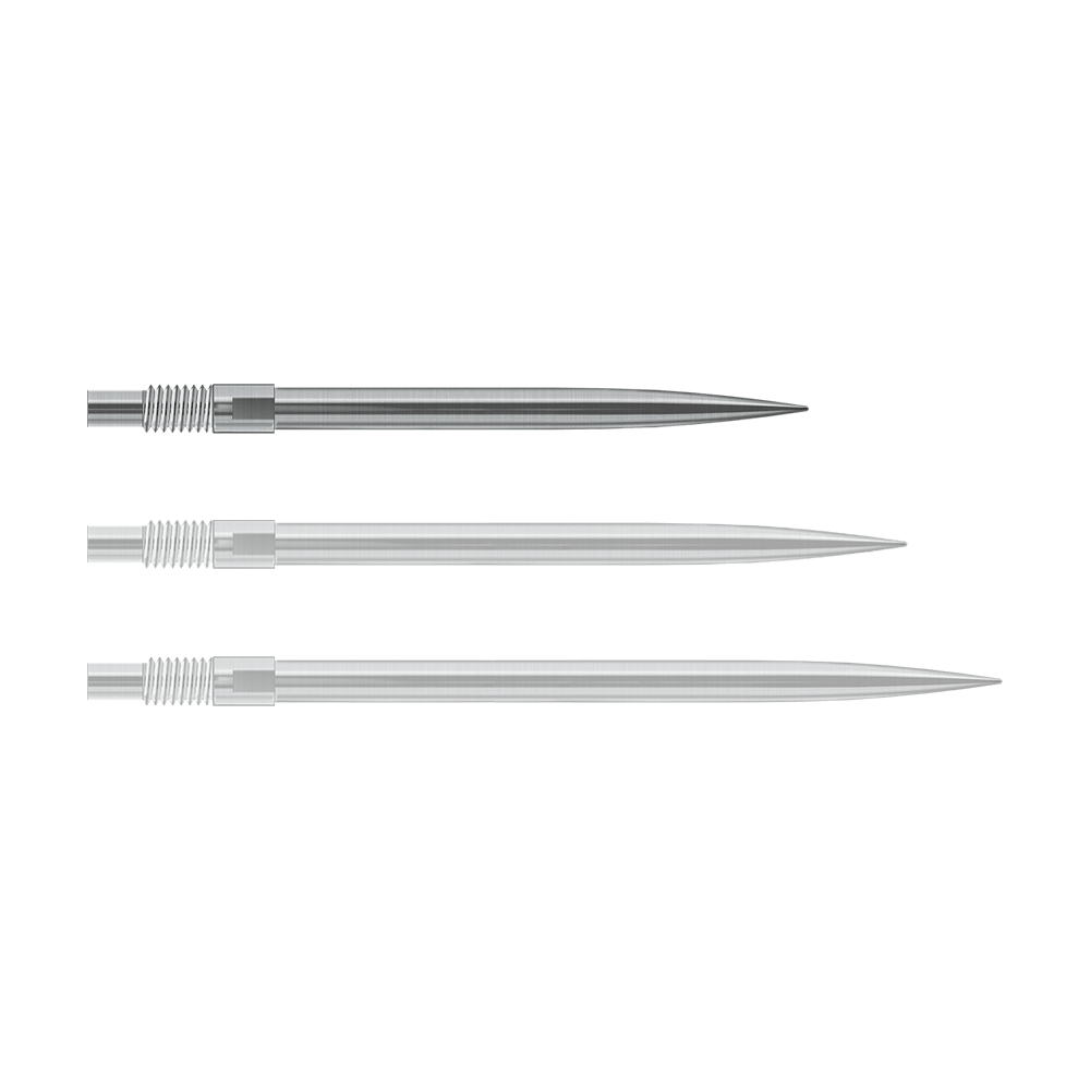 Punte per freccette Harrows Quick Point - Argento Abgebildet sind Harrows QuickPoint Dartspitzen in Silber, 30mm lang. Das Foto stellt das Produkt aus einer anderen Perspektive dar.