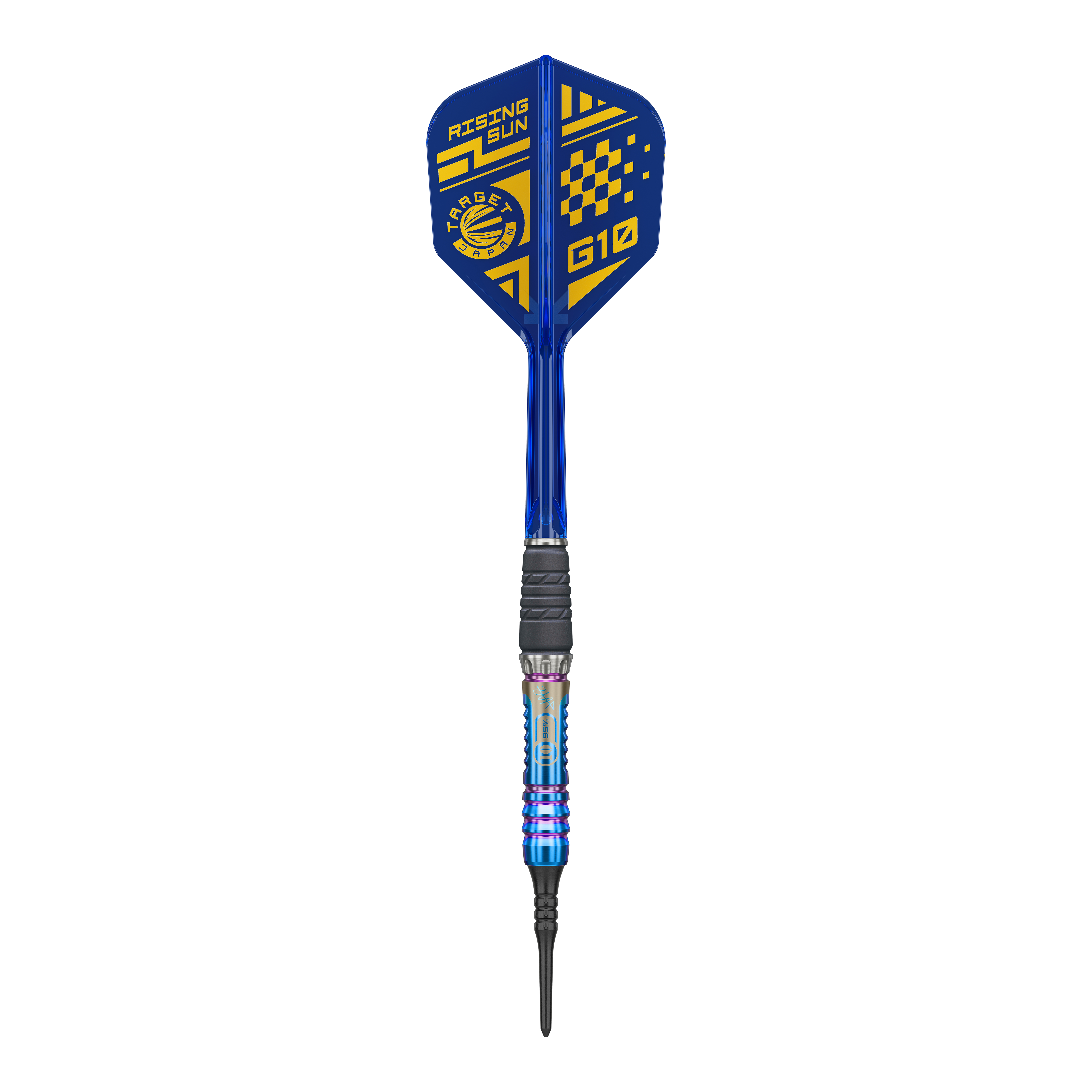 Target Japan Rising Sun GEN10 freccette morbide - 21,5 g Dieses Bild zeigt den Target Japan Rising Sun GEN10 Softdarts mit 21,5g. Der Dart besticht durch seine auffällige Gestaltung und hervorragende Verarbeitung.
