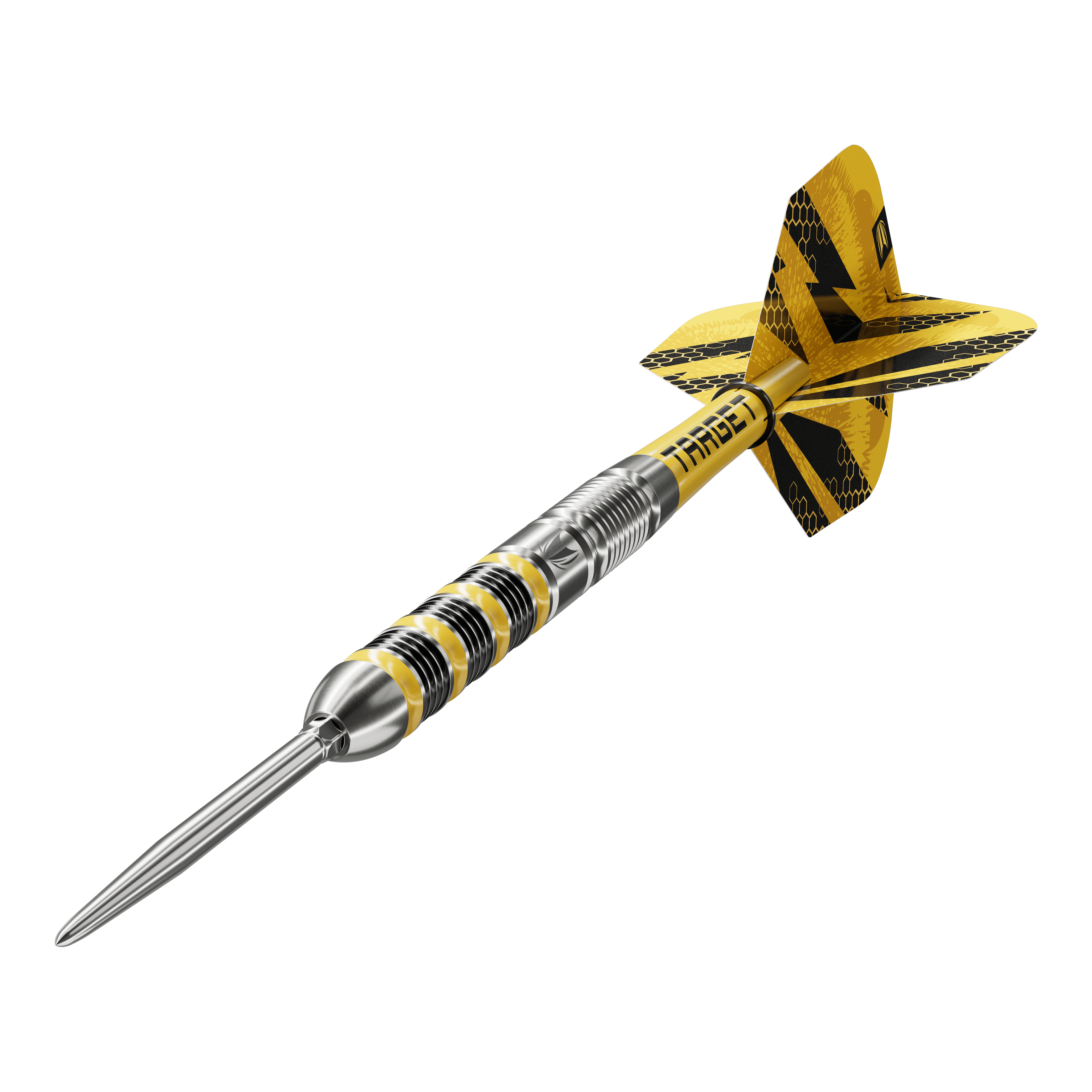 Freccette in acciaio Target Buzz 01 Swiss Points Das Foto zeigt Target Buzz 01 Swiss Points Steeldarts. Sie bieten eine gute Griffigkeit und Präzision beim Wurf.