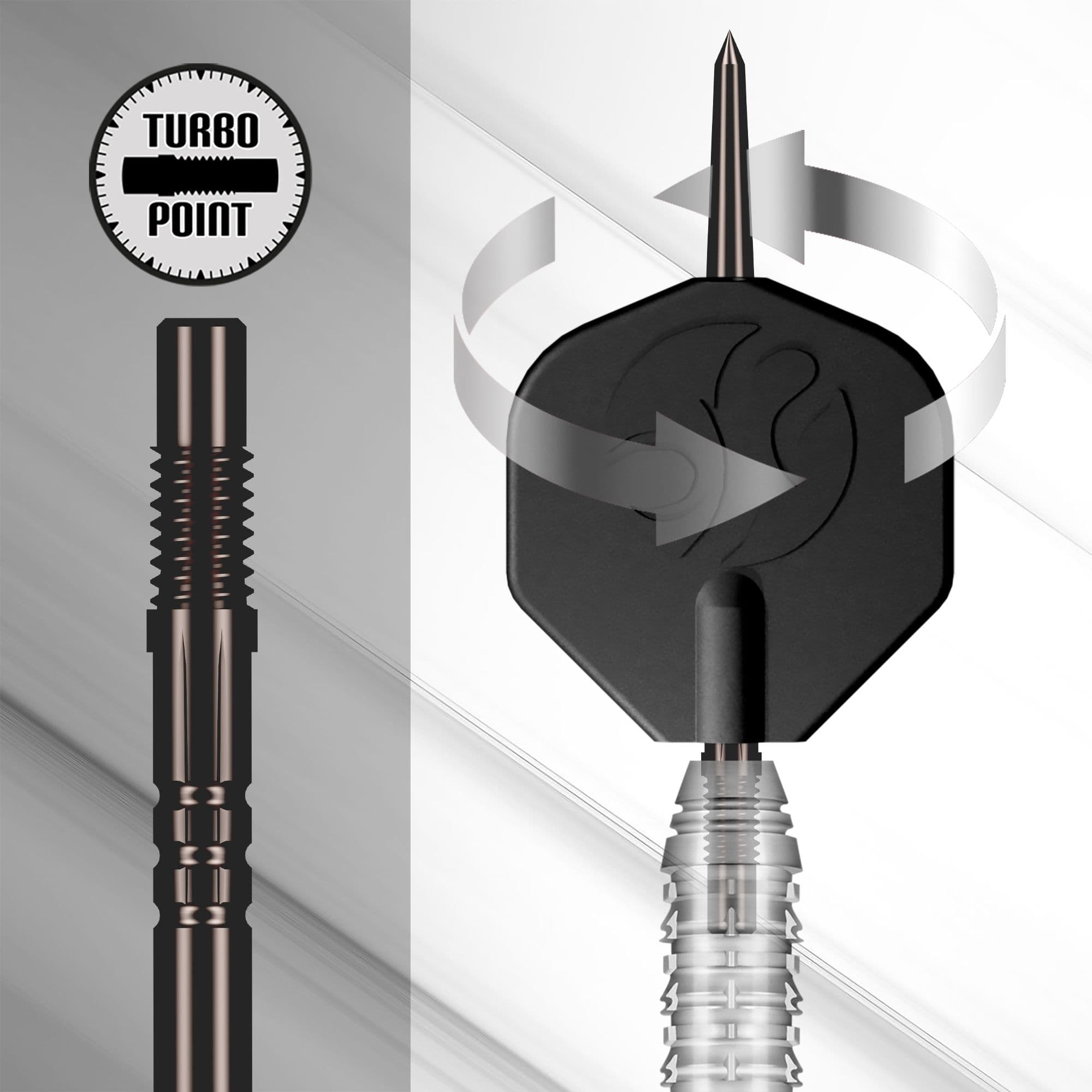 Strumento Shot Turbo Point Das Foto zeigt das Shot Turbo Point Tool. Dieses Tool wird für den Wechsel und die Pflege von Dartspitzen verwendet.