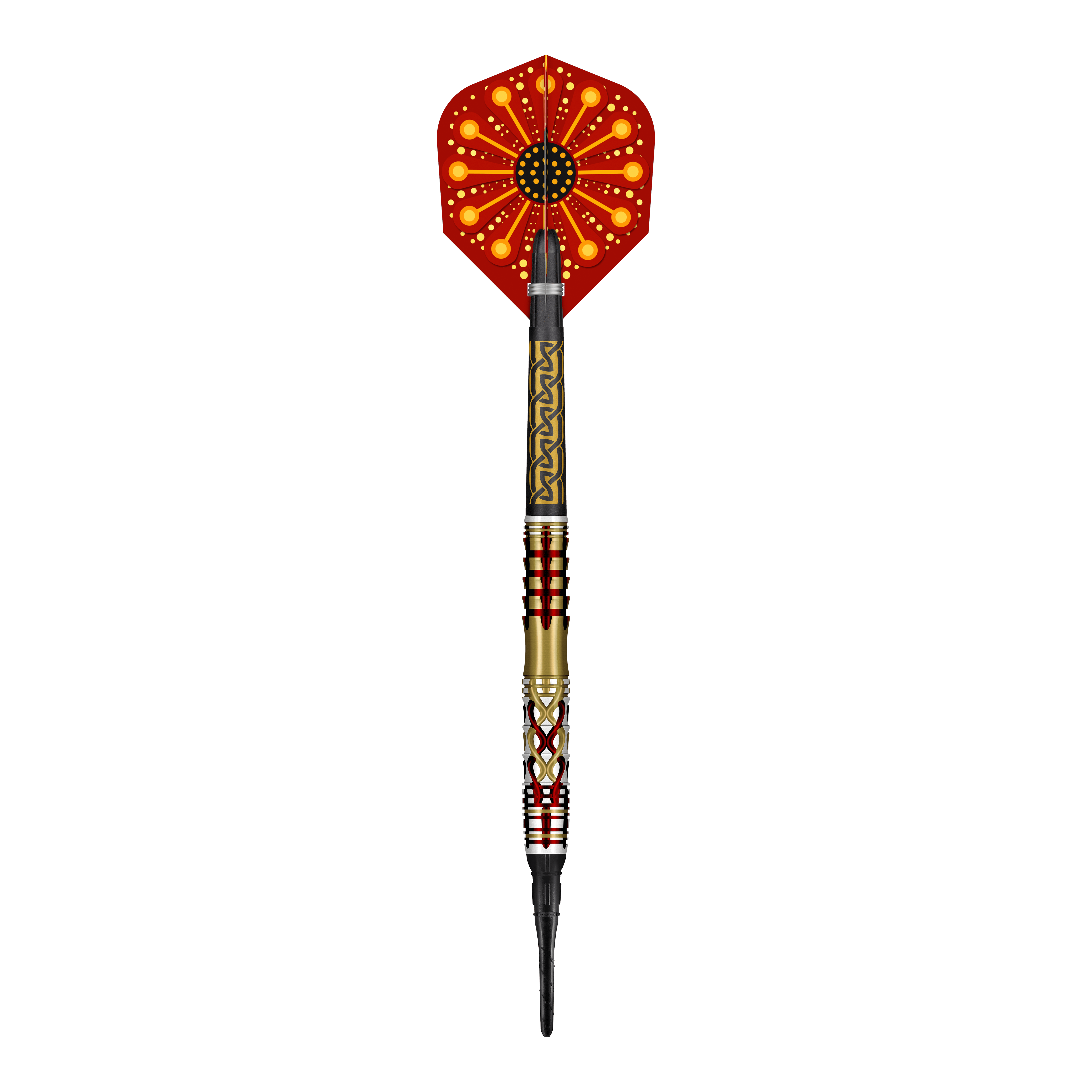 Freccette morbide Shot Goths Alaric - 20 g Abgebildet sind die Shot Goths Alaric Softdarts mit einem Gewicht von 20g. Die Darts sind aus nächster Nähe von der Seite zu sehen.