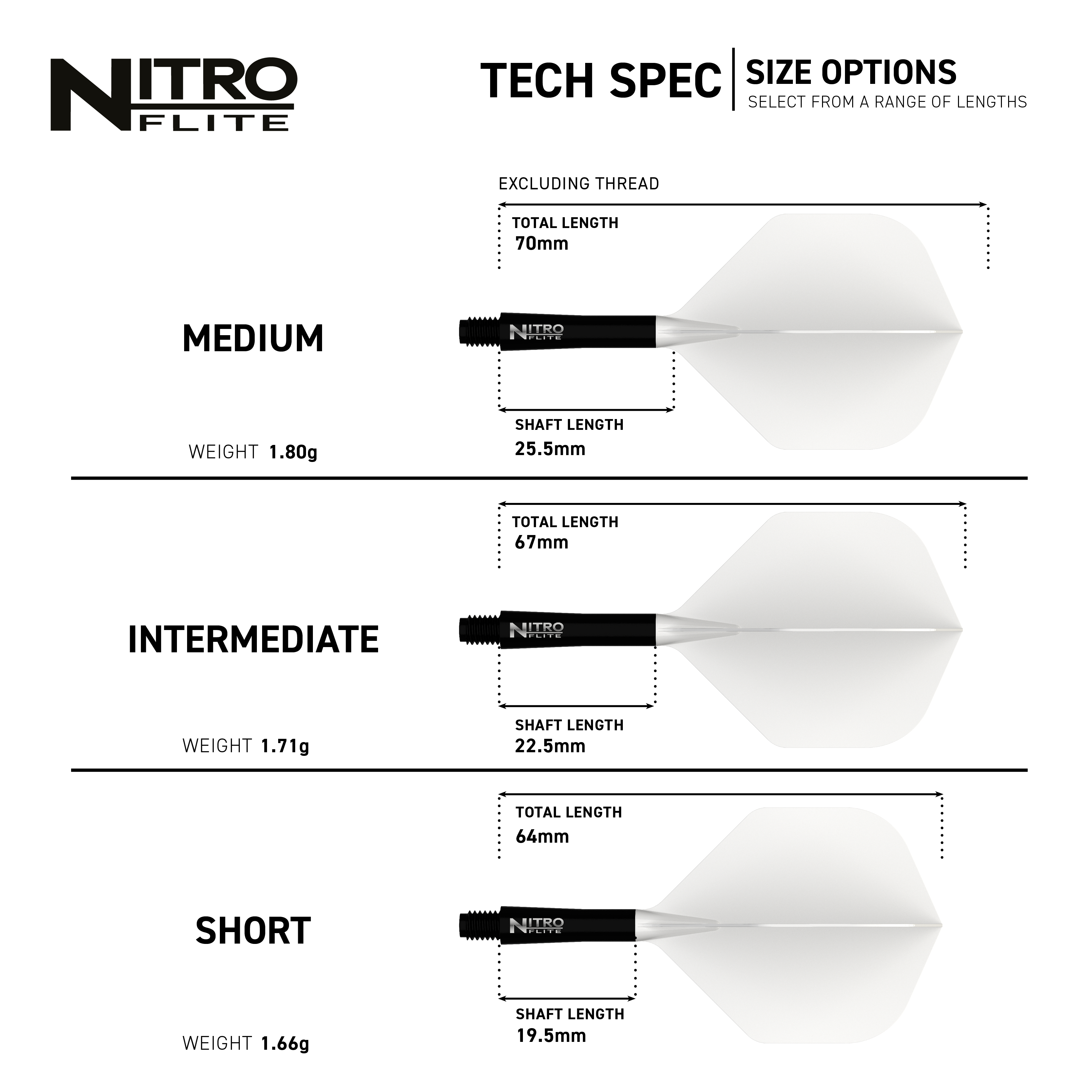 Red Dragon Nitroflite Black Shaft White Flights No2 Hier sieht man das Produkt Red Dragon Nitroflite Black Shaft White Flights No2. Diese Dart-Zubehörteile haben einen schwarzen Schaft und weiße Flights.