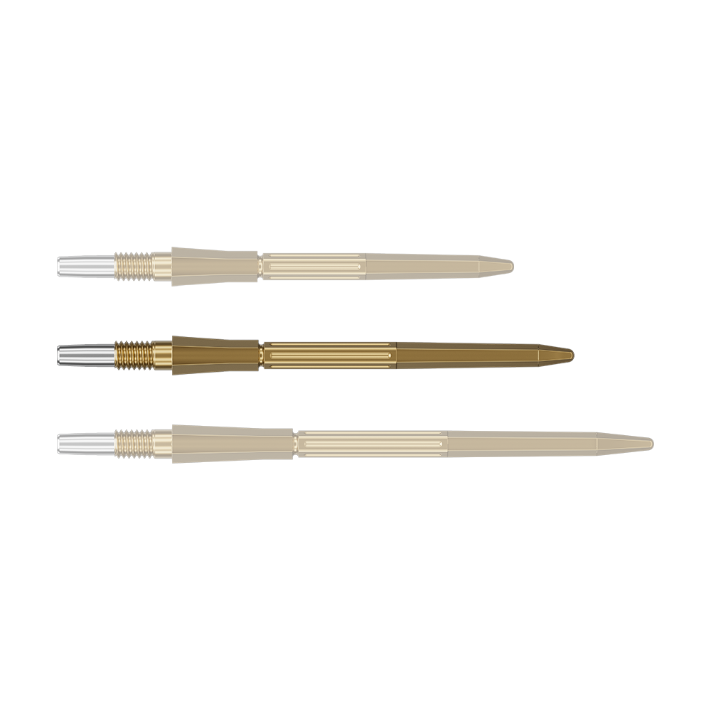 Punte per freccette Target Elysian Archetype 43 Swiss Point in acciaio - Oro Abgebildet ist eine einzelne goldene Dartspitze. Die Dartspitze gehört zur Serie Target Elysian Archetype 43 SwissPoint, 35 mm.