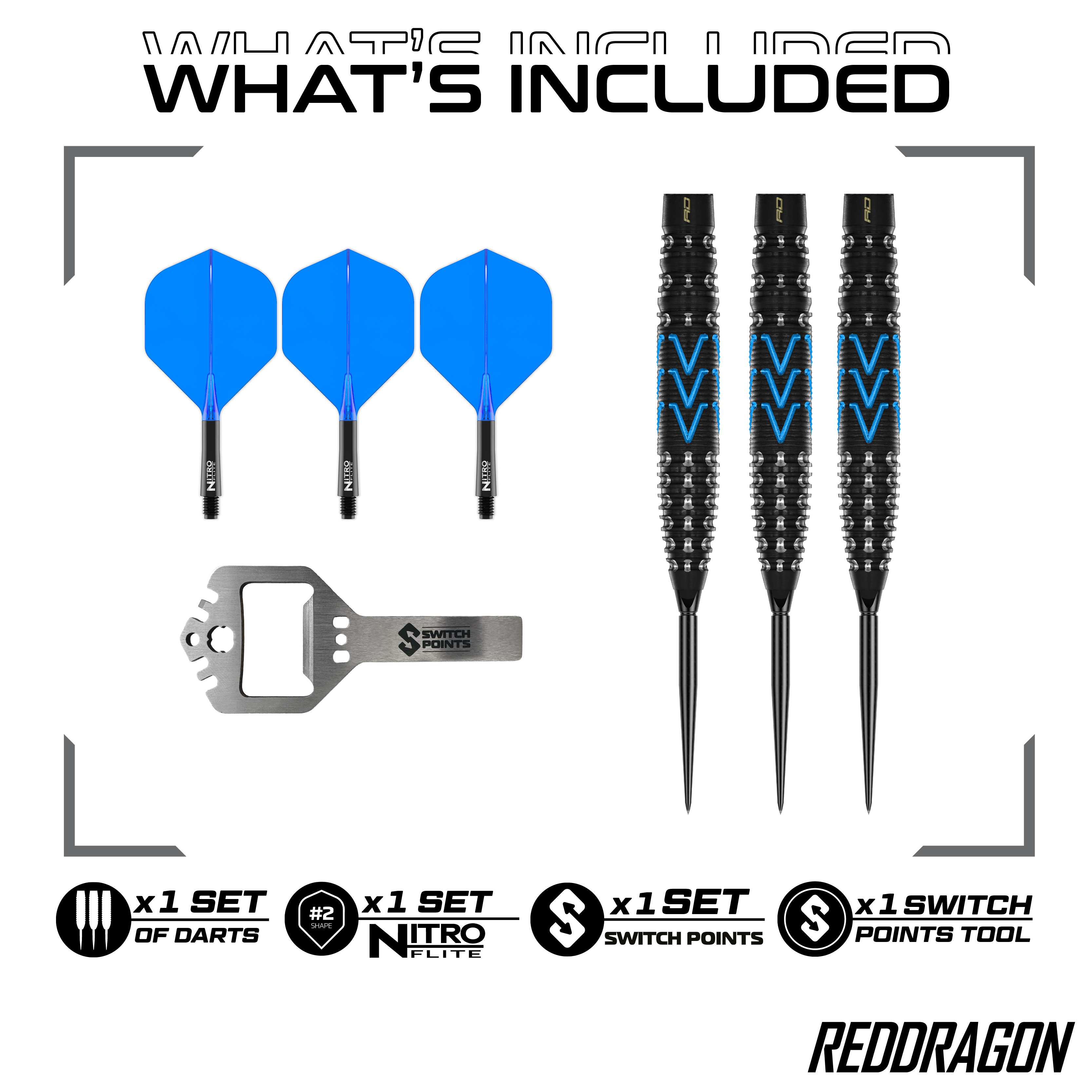 Dardi in acciaio Red Dragon AMP Torpedo Switch Point Auf dem Bild ist Red Dragon AMP Torpedo Switch Point Steeldarts zu sehen. Diese Darts bieten eine innovative Switch Point Funktion.