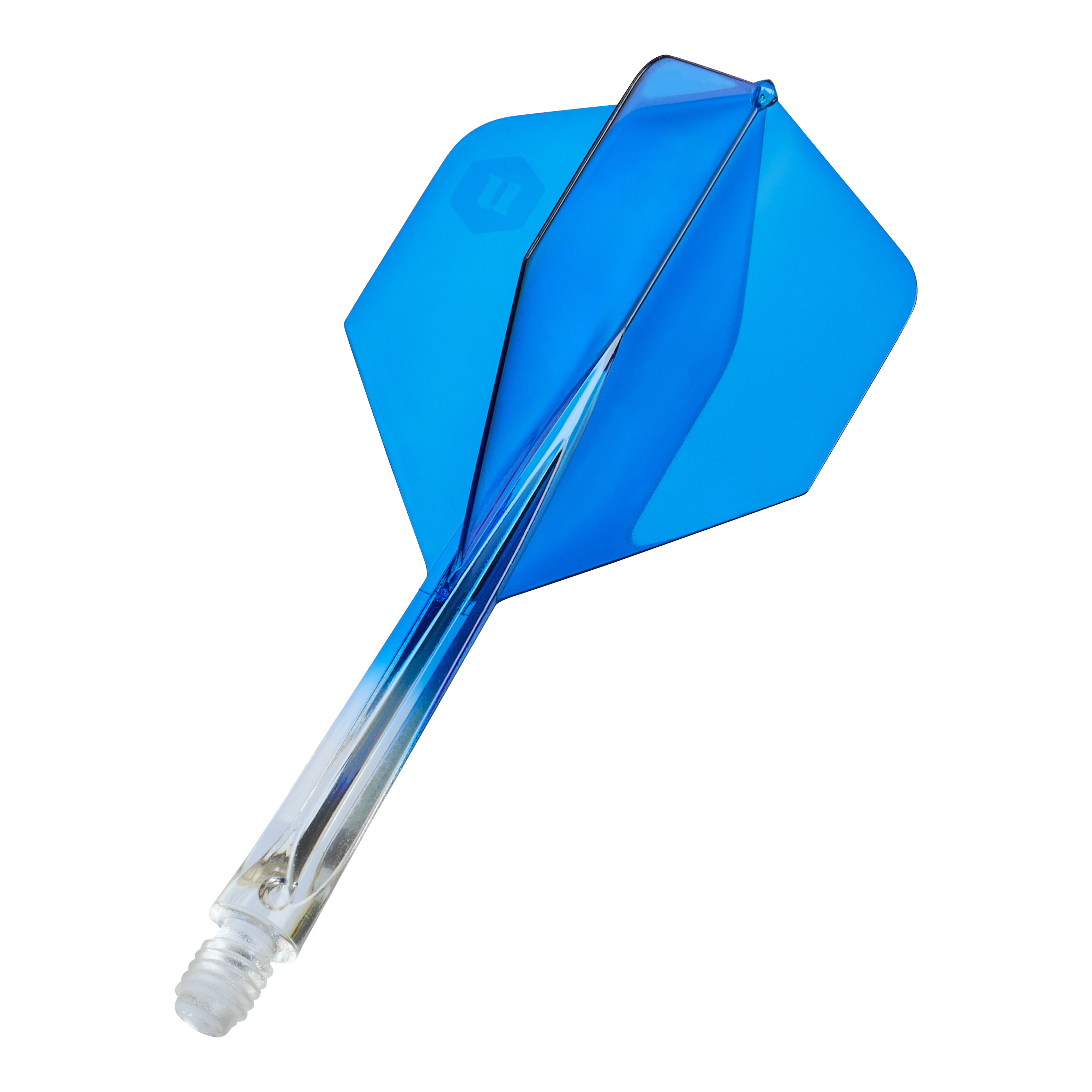 Alette standard Unicorn Forge Two Tone No2 - Blu trasparente Unicorn Forge Two Tone No2 Standard Flights in Klar Blau, Medium, sind zu sehen. Es sind Ersatz-Flights für Dartpfeile.