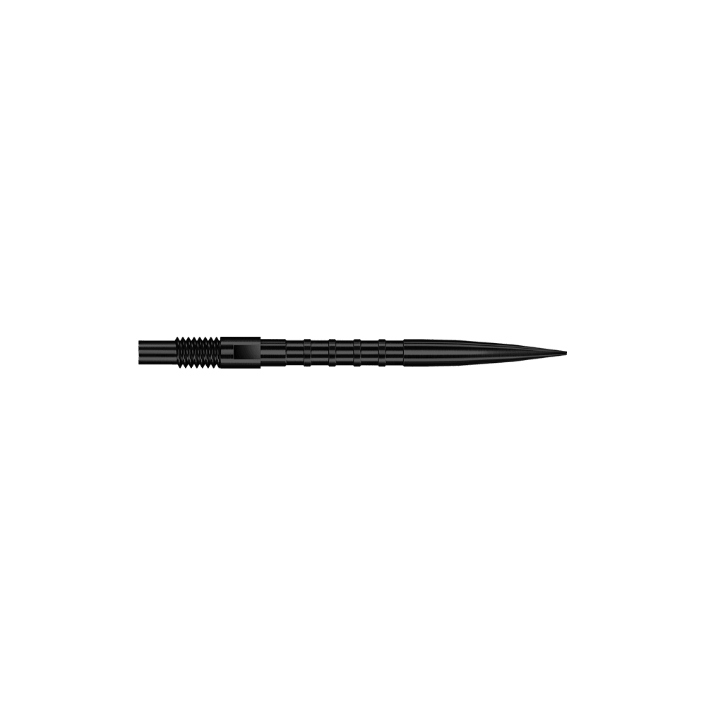 Punte per freccette Harrows Quick Point Heavy Metal - Nere Gezeigt wird QP33164 Harrows Quick Point HeavyMetalGrip Dartspitzen Schwarz 26mm. Es sind schwarze Dartspitzen mit besonderem Grip-Design.