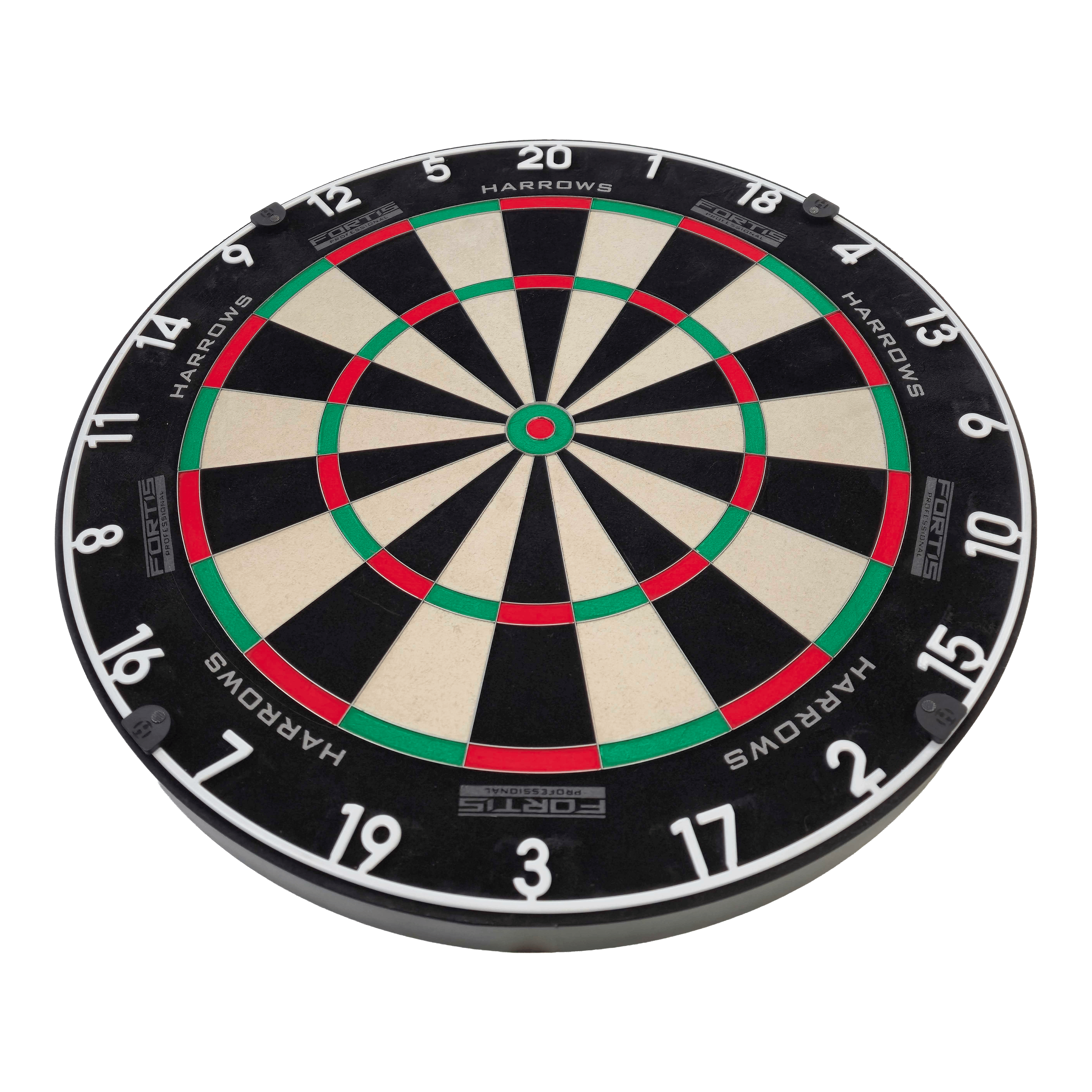 Bersaglio per freccette in acciaio Harrows Fortis Das Bild zeigt das Harrows Fortis Steeldartboard in einer Nahaufnahme. Die Dartscheibe ist für höchste Ansprüche entwickelt.
