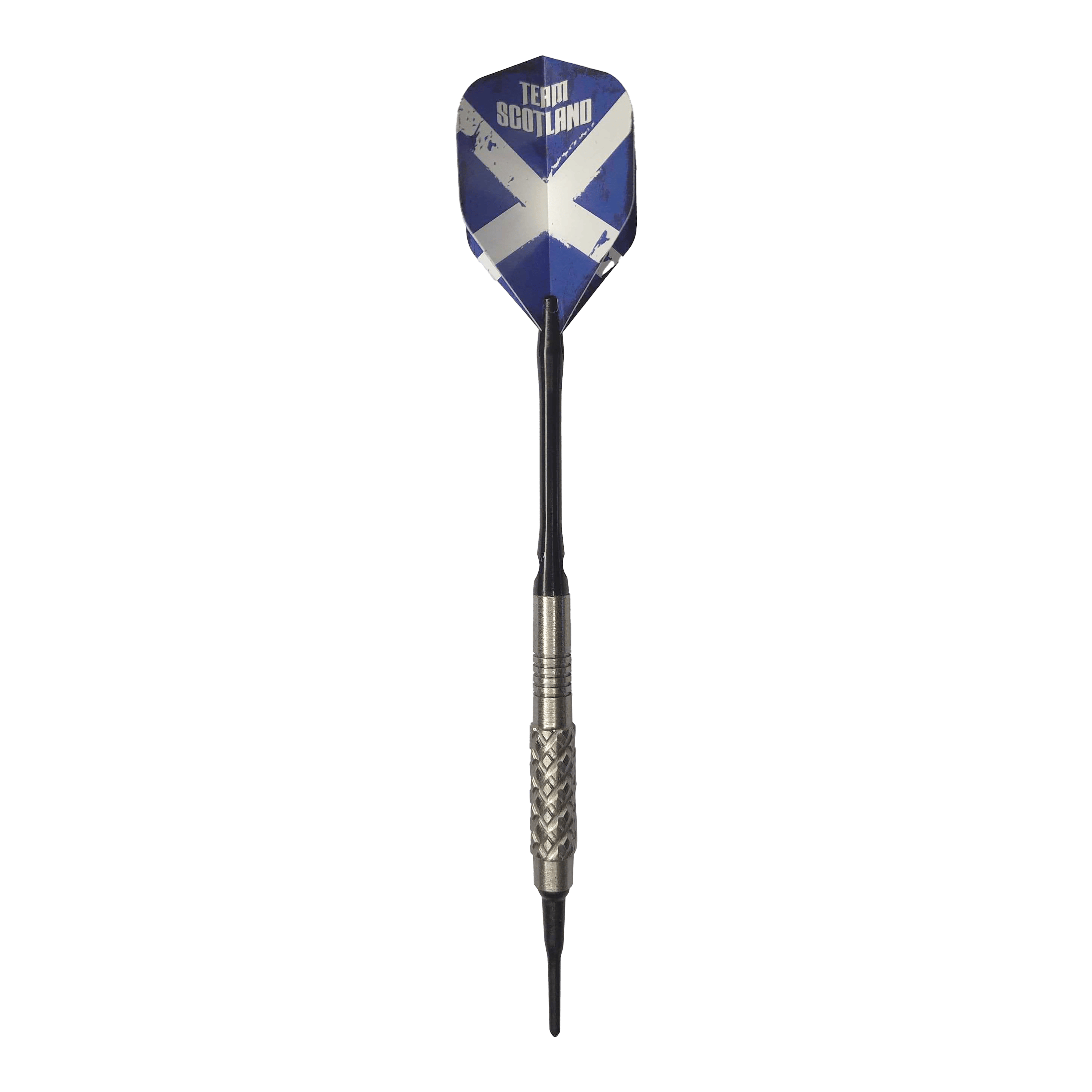 Freccette morbide McDart 85 Tungsten V4 - 16 g Der abgebildete Softdart ist der "McDart 85er Tungsten V4 Softdarts - 16g". Das Flight zeigt das Design der schottischen Flagge mit der Aufschrift "Team Scotland".