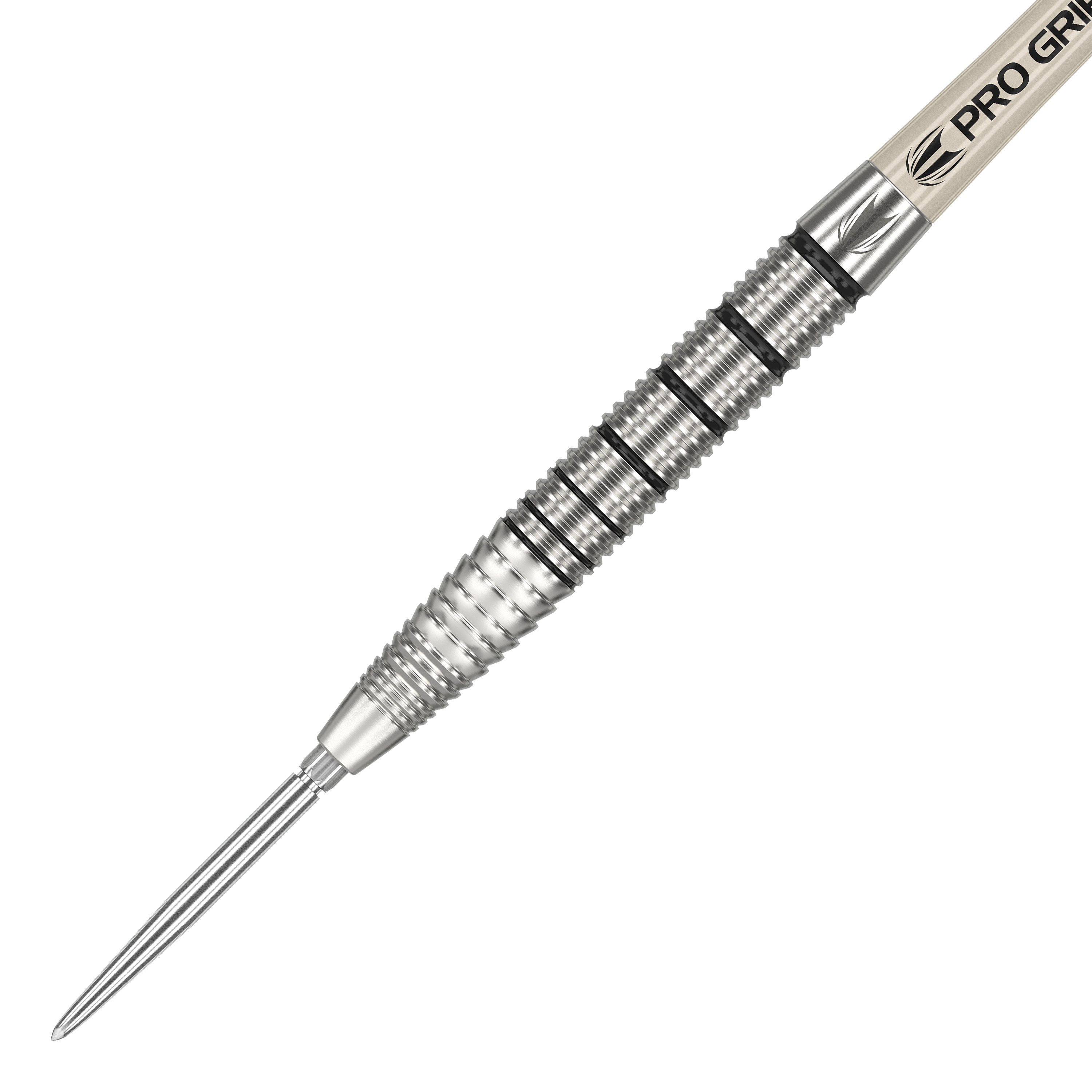 Freccette in acciaio Target EXO SP02 Swiss Point Das Bild zeigt einen Target EXO SP02 Swiss Point Steeldart. Der Dart ist silberfarben und hat eine fein gerillte Griffzone für besseren Halt.
