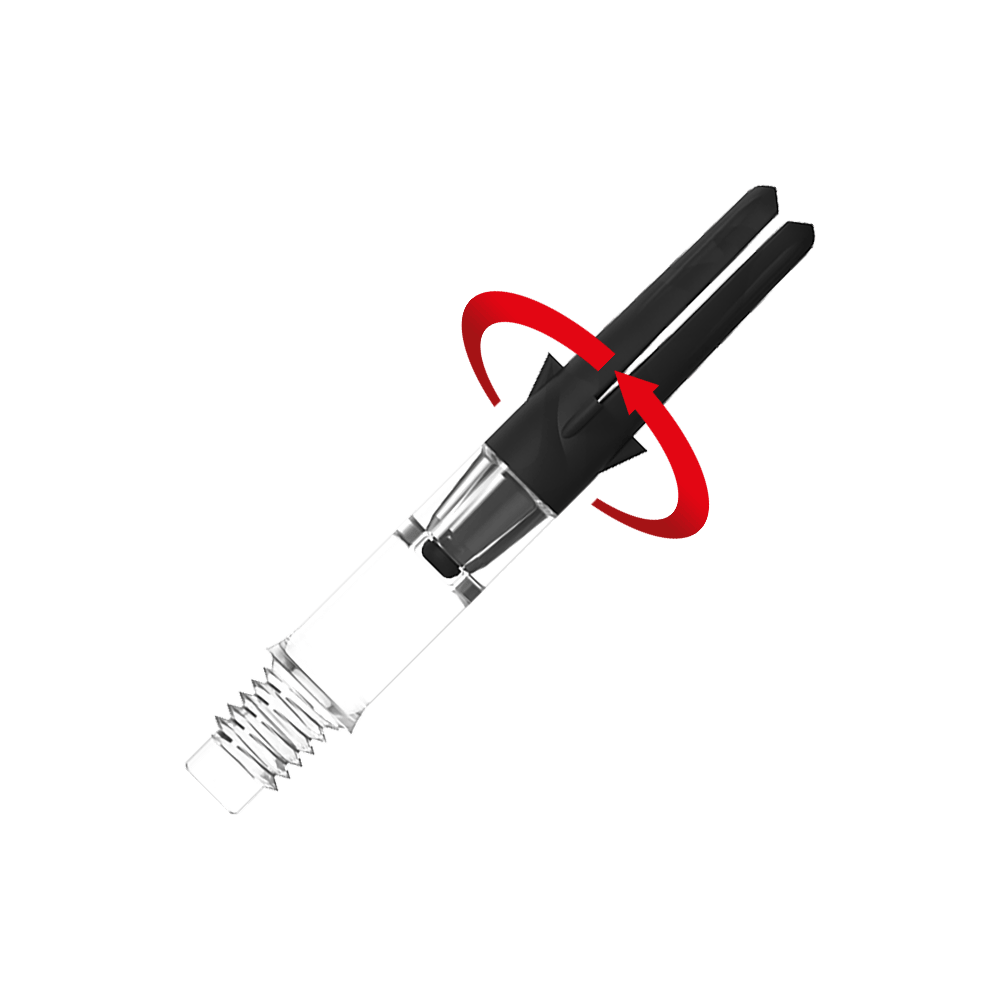 L-L-Style-Shaft Carbon Silent Straight - Trasparente Zu sehen ist ein Produkt mit dem Namen L-Style L-Shaft Carbon Silent Straight Clear OhneKappen 32mm 2 Symbol. Es scheint ein Schaft für Dartpfeile zu sein.