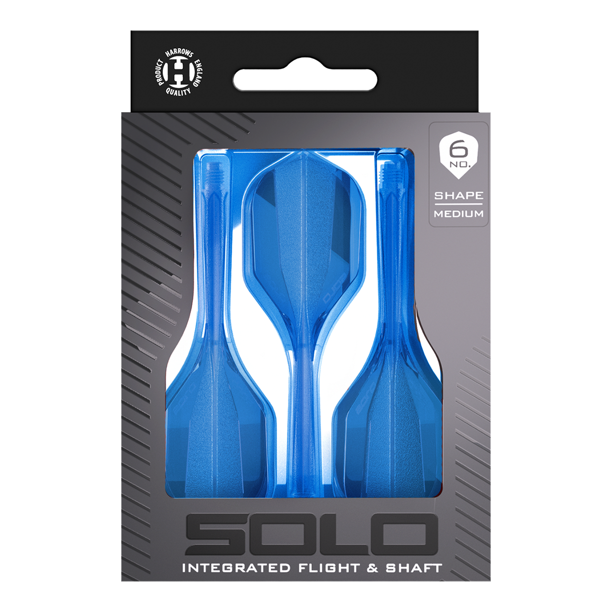Sistema di alberi di volo Harrows Solo No6 - Blu Zu sehen ist das Harrows Solo No6 Flight-Shaft-System in Blau. Das Produkt wird aus einer bestimmten Perspektive gezeigt.