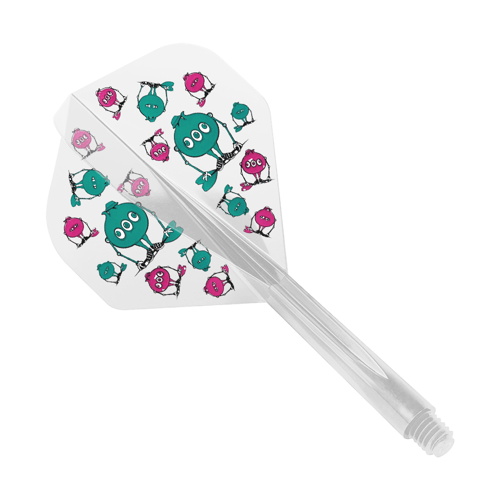 Condor AX GT Monster Clear Flight System standard Das Bild zeigt das Produkt "Condor AXE G.T. Monster Clear Flight-System Standard". Auf dem Flight sind lustige, bunte Monster in Blau und Pink abgebildet.