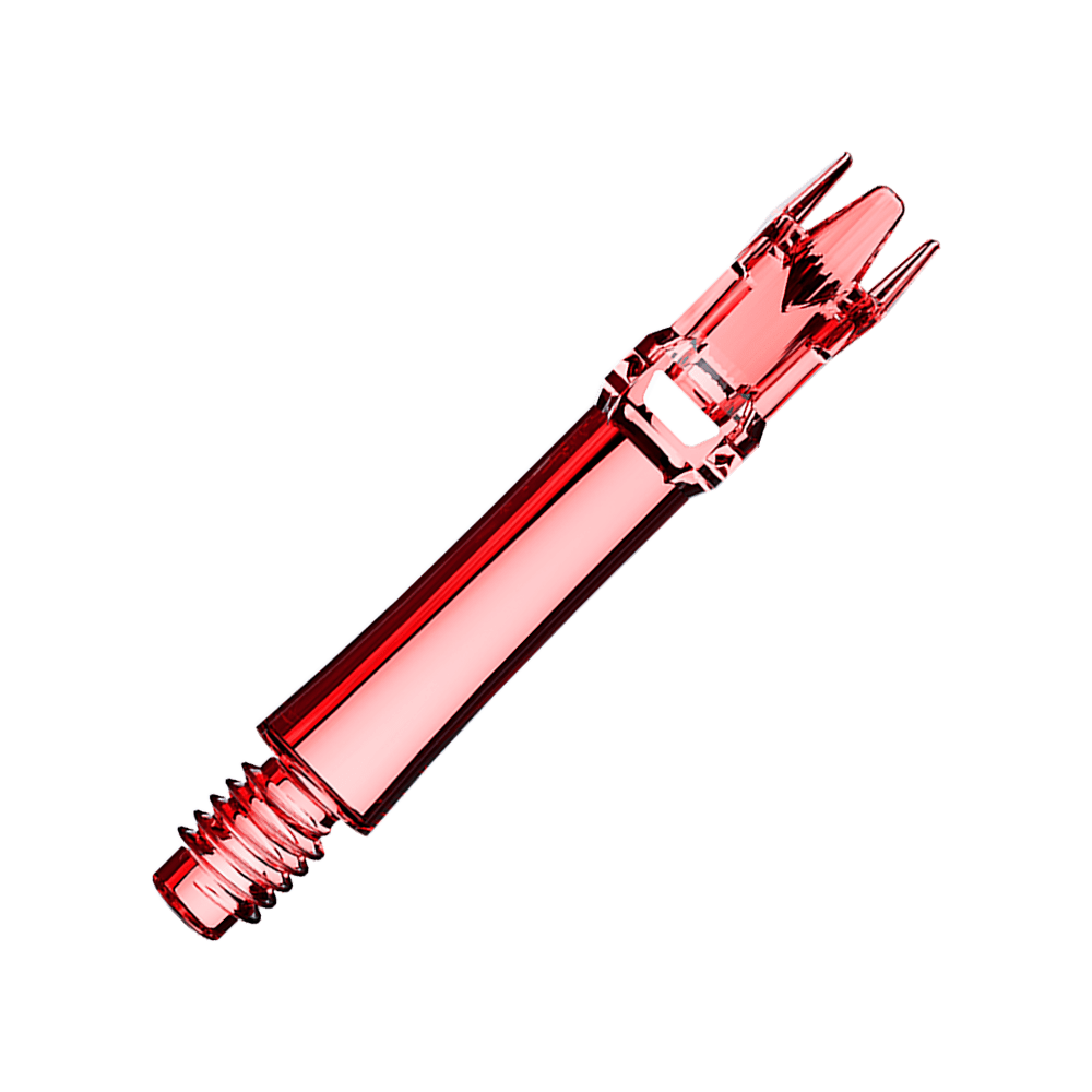 Alberi di ricambio per sistema L-Style - Rosso trasparente Das Bild präsentiert zwei rote transparente Ersatzshafts. Die Shafts liegen parallel.
