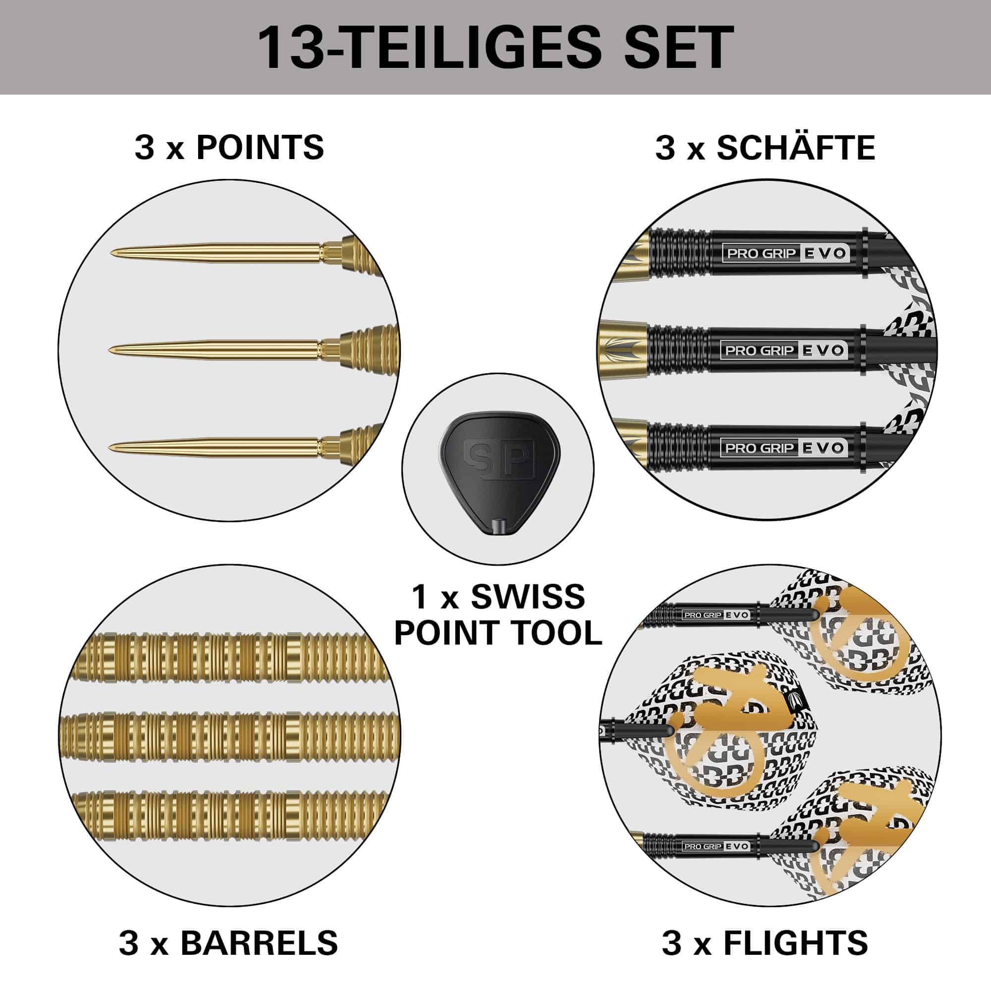 Freccette in acciaio Target Bolide Envy 01 Swiss Point Die Target Bolide Envy 01 Swiss Point Steeldarts sind auf diesem Bild zu sehen. Sie bieten eine erstklassige Dart-Performance und modernes Aussehen.
