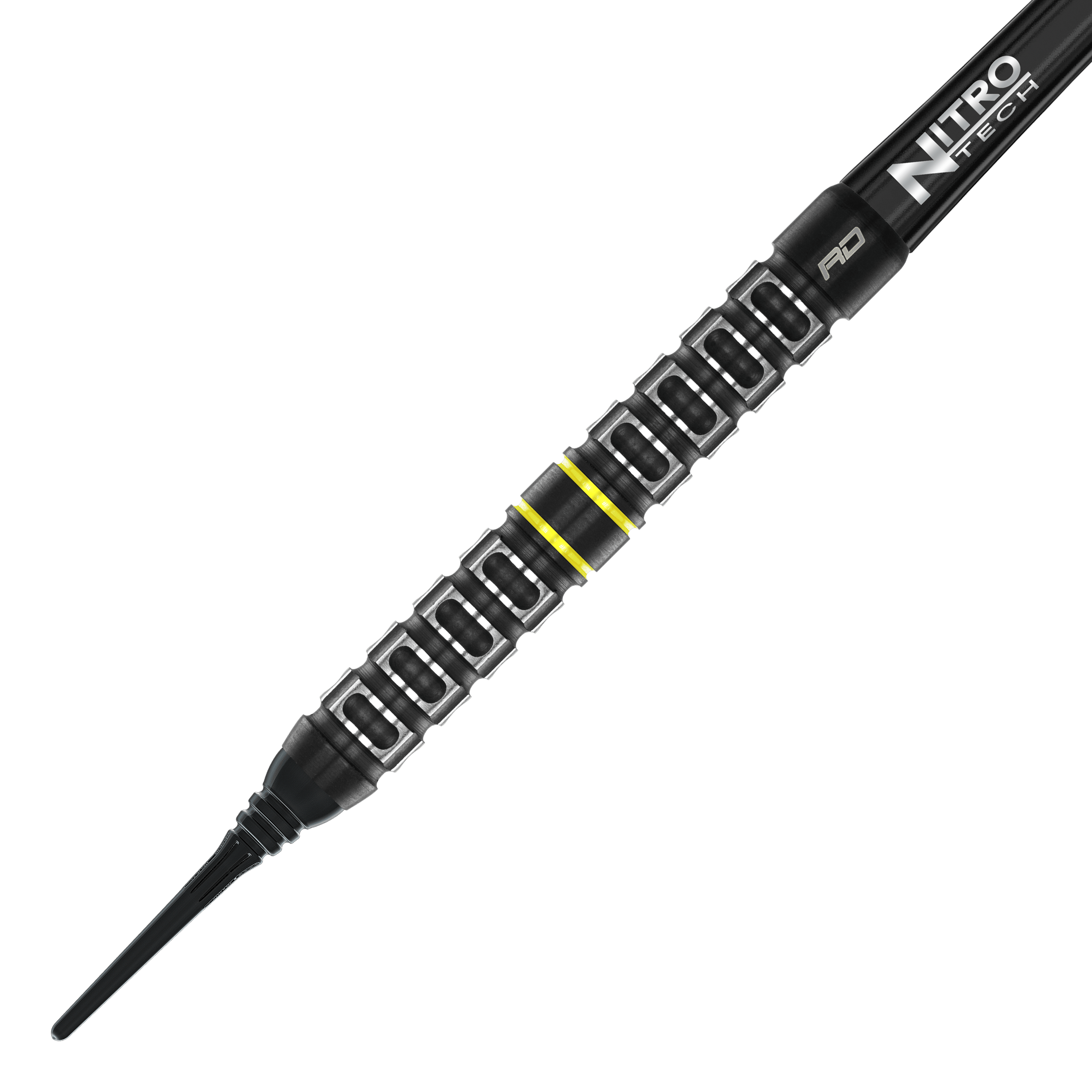 Red Dragon Astraeus Q4X Dardi Soft Paralleli - 20g Dies ist ein Red Dragon Astraeus Q4X Parallel Softdart mit einem Gewicht von 20g. Der Dart hat ein schwarzes Design mit gelben Akzenten und einer markanten Griffstruktur.