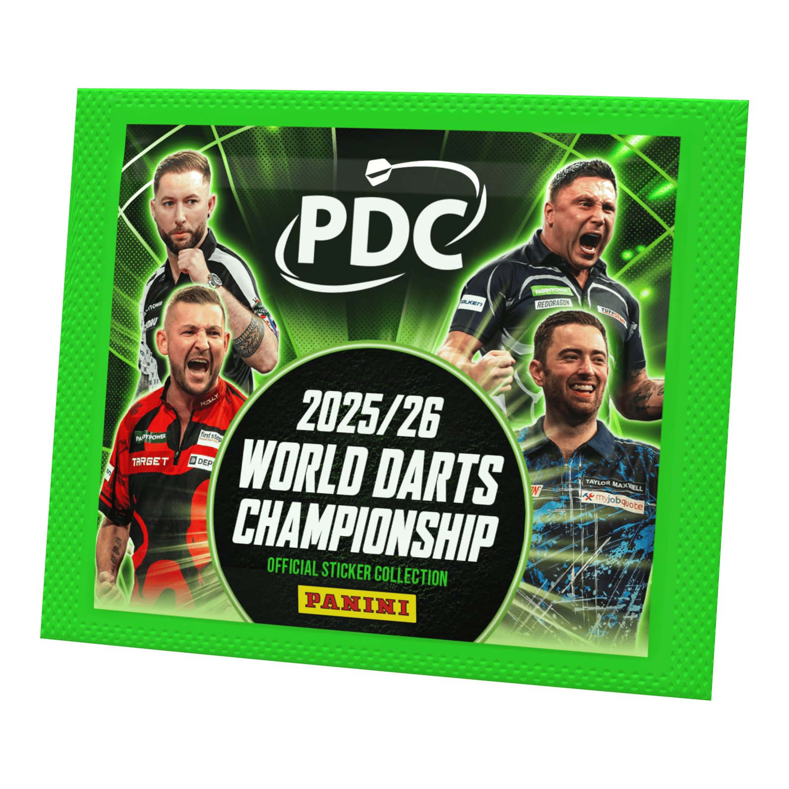 Panini PDC World Darts Championship 2025/26 - Pacchetto adesivi Panini PDC World Darts Championship 2025/26 - Sticker Pack. Die Packung enthält Sticker für das Sammelalbum der Darts-Weltmeisterschaft.