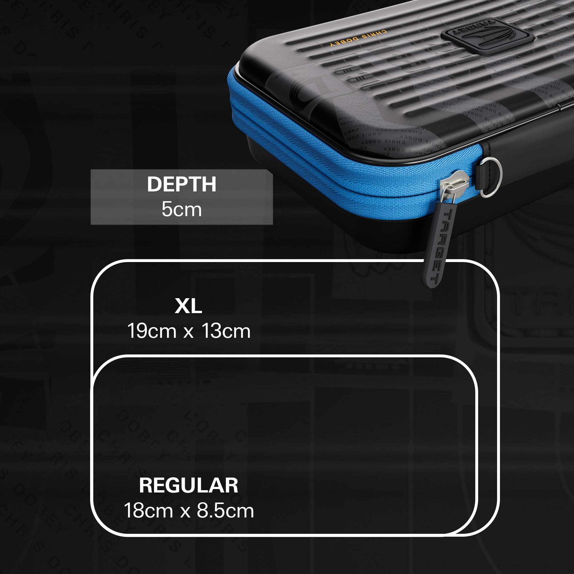 Custodia per freccette Takoma XL Ghost Series Chris Dobey Takoma XL Ghost Series Chris Dobey Dartcase ist auf diesem Bild zu sehen. Es dient zur sicheren Aufbewahrung und zum Transport von Dartpfeilen.
