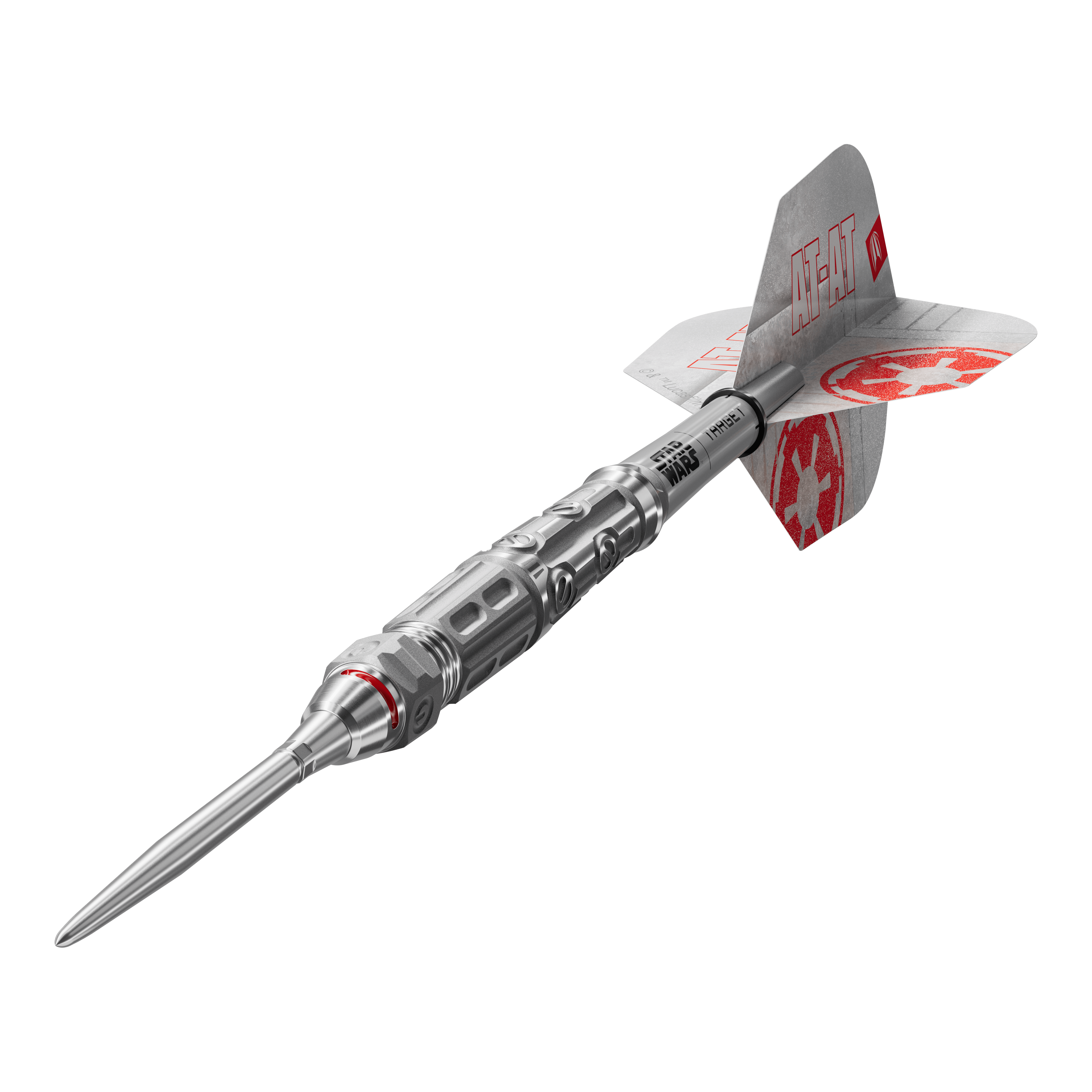 Dardi in acciaio Swiss Point a punta, bersaglio Star Wars AT-AT Das Produkt ist die Target Star Wars AT-AT Swiss Point Steeldarts. Diese Steeldarts überzeugen durch ein Star Wars Design mit AT-AT-Motiv.