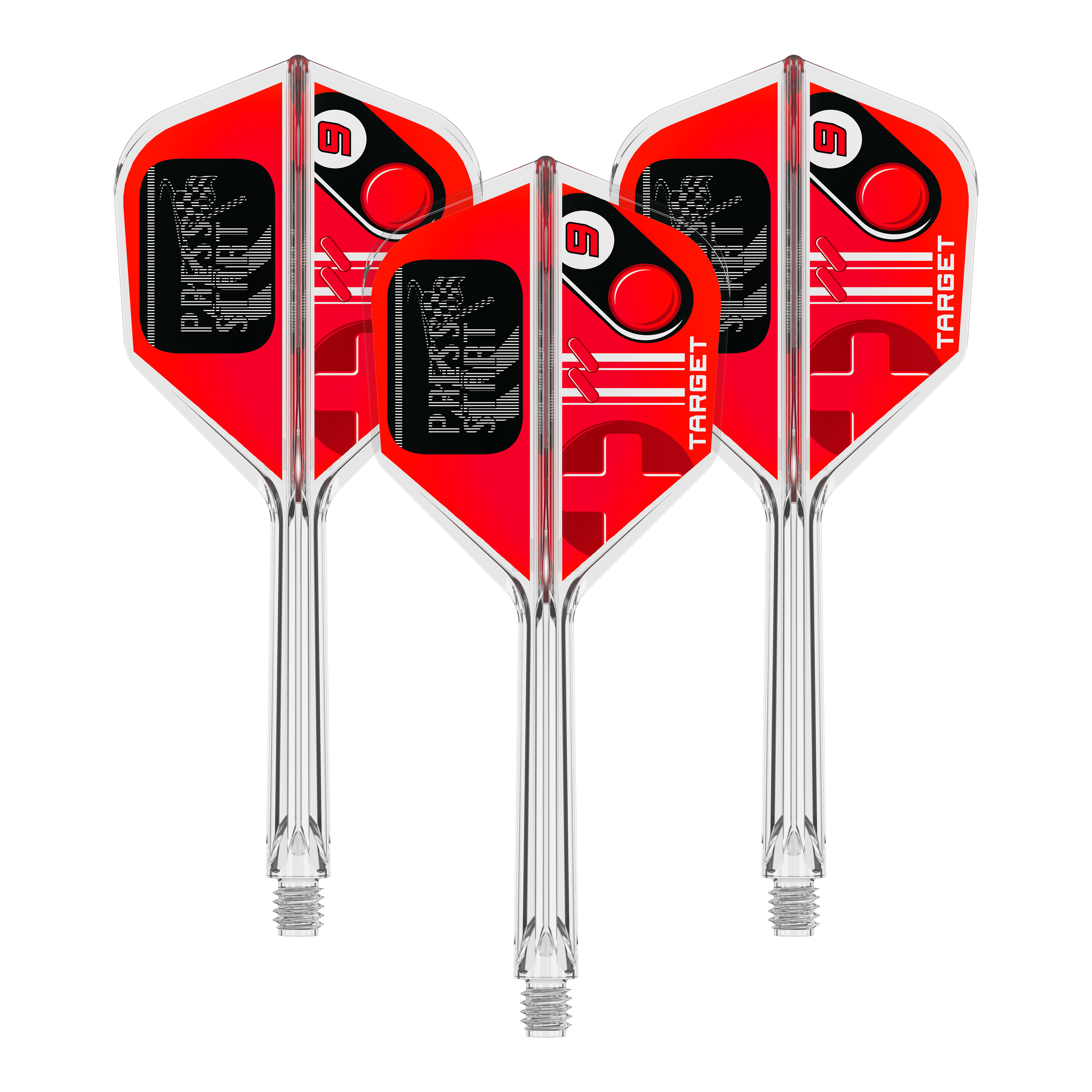 Target K-Flex Press Start No6 Flights Das Bild stellt ein Set Flights für Darts dar, genannt 410584 Target K-Flex PressStart No6 33mm. Es ist ein Ersatzteil für Dartpfeile.