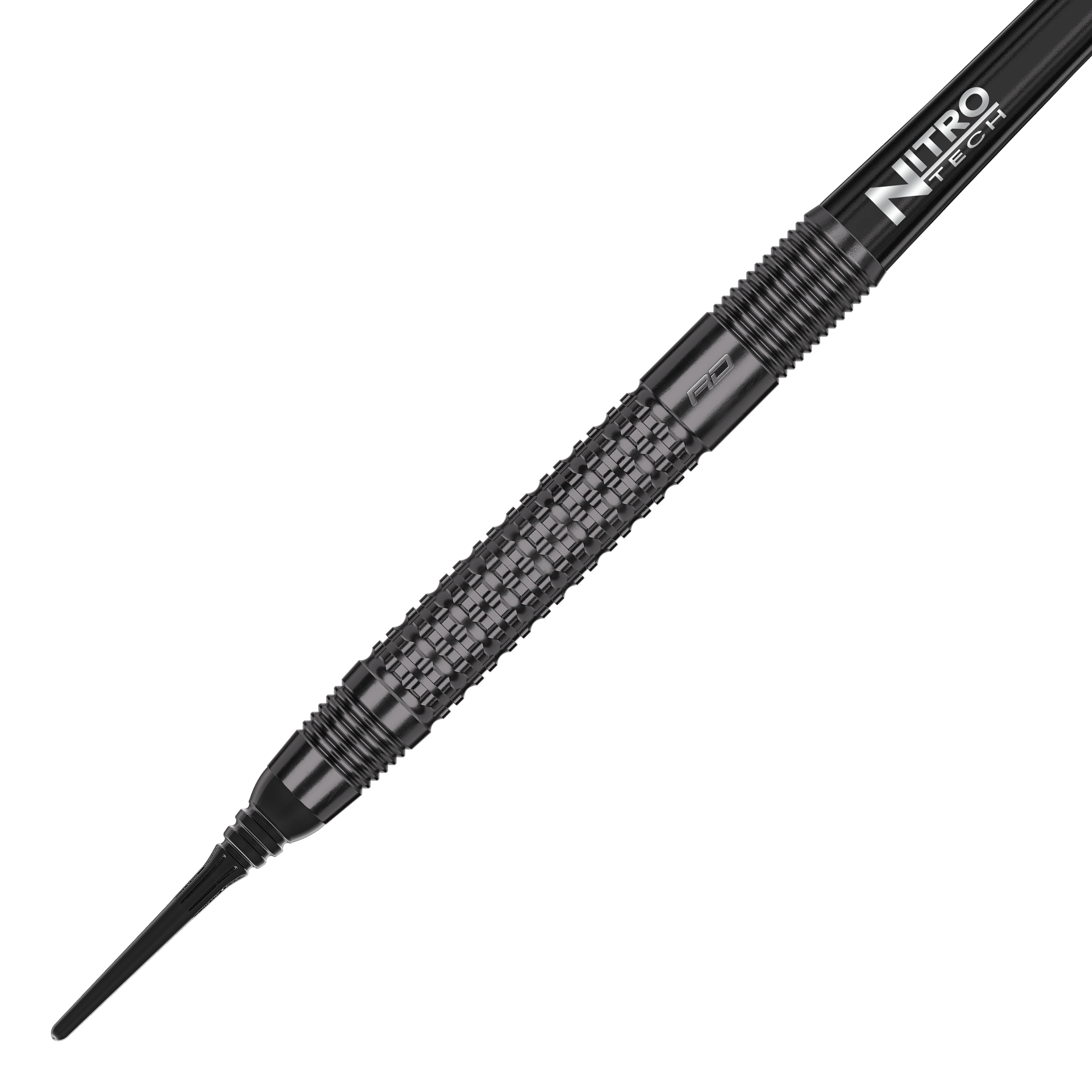 Freccette morbide Red Dragon T-800 - 20 g Das Bild zeigt einen Red Dragon T-800 Softdart mit einem Gewicht von 20 Gramm. Der Dart ist schwarz und hat eine strukturierte Griffzone für besseren Halt.
