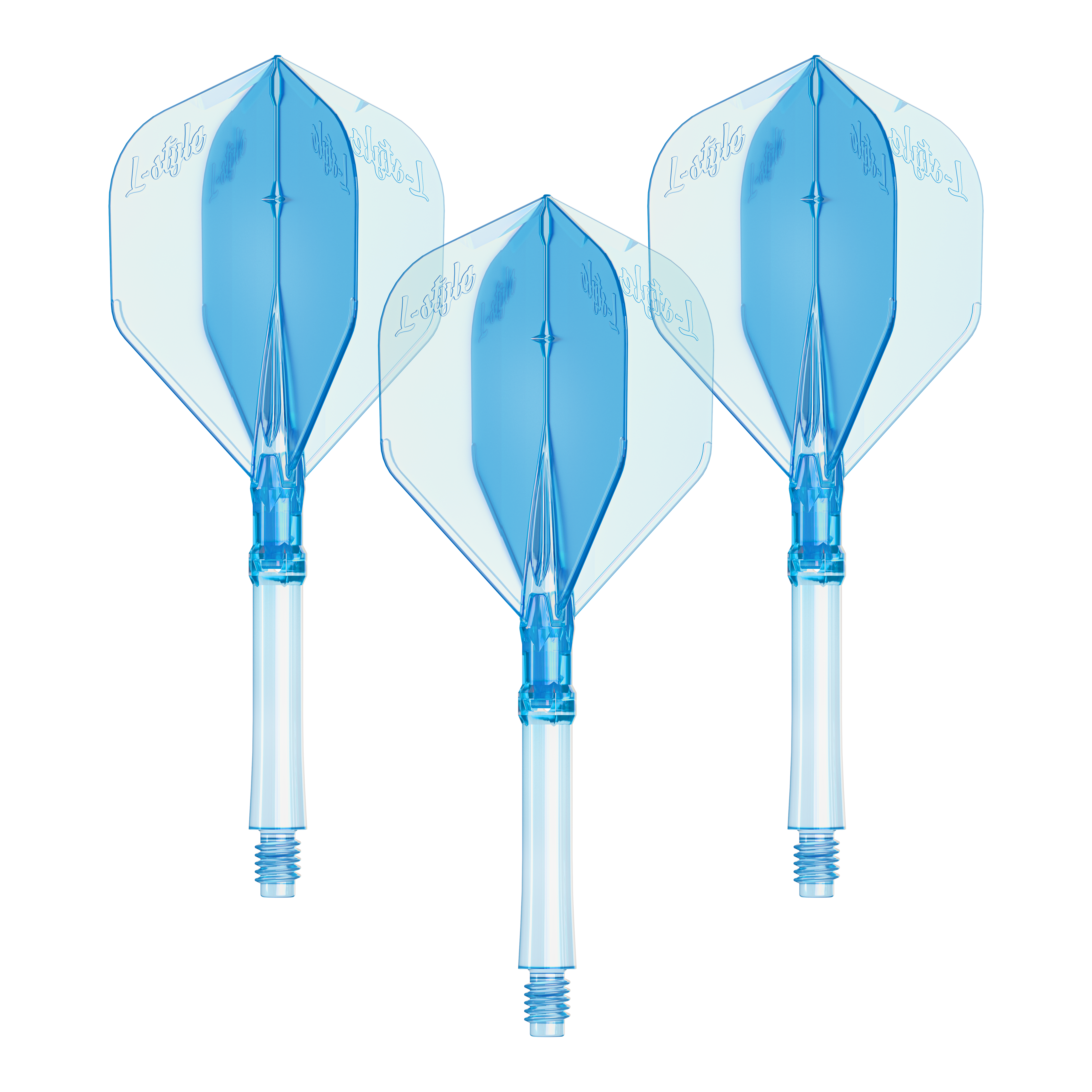 Voli L-Style L-System L1 - Blu trasparente Dargestellt ist ein Set L-Style L-System Flights in klarblau, in der großen Größe 330. Das Produkt ist ein Zubehörteil für Dartpfeile.