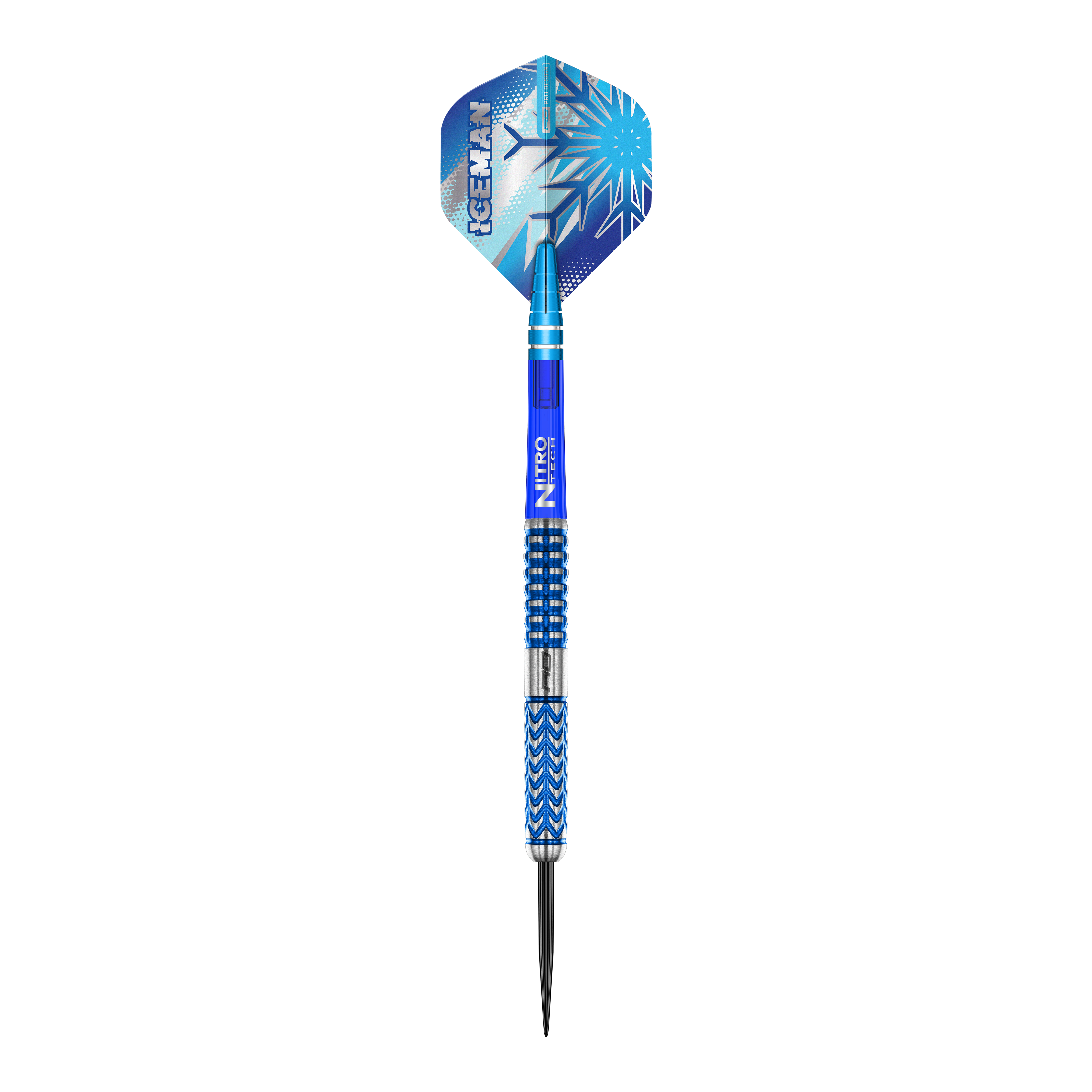Freccette in acciaio Red Dragon Gerwyn Price Glacier Das Bild zeigt einen Red Dragon Gerwyn Price Glacier Steeldart. Der Dart ist überwiegend blau und silbern mit einem eisigen, modernen Design.