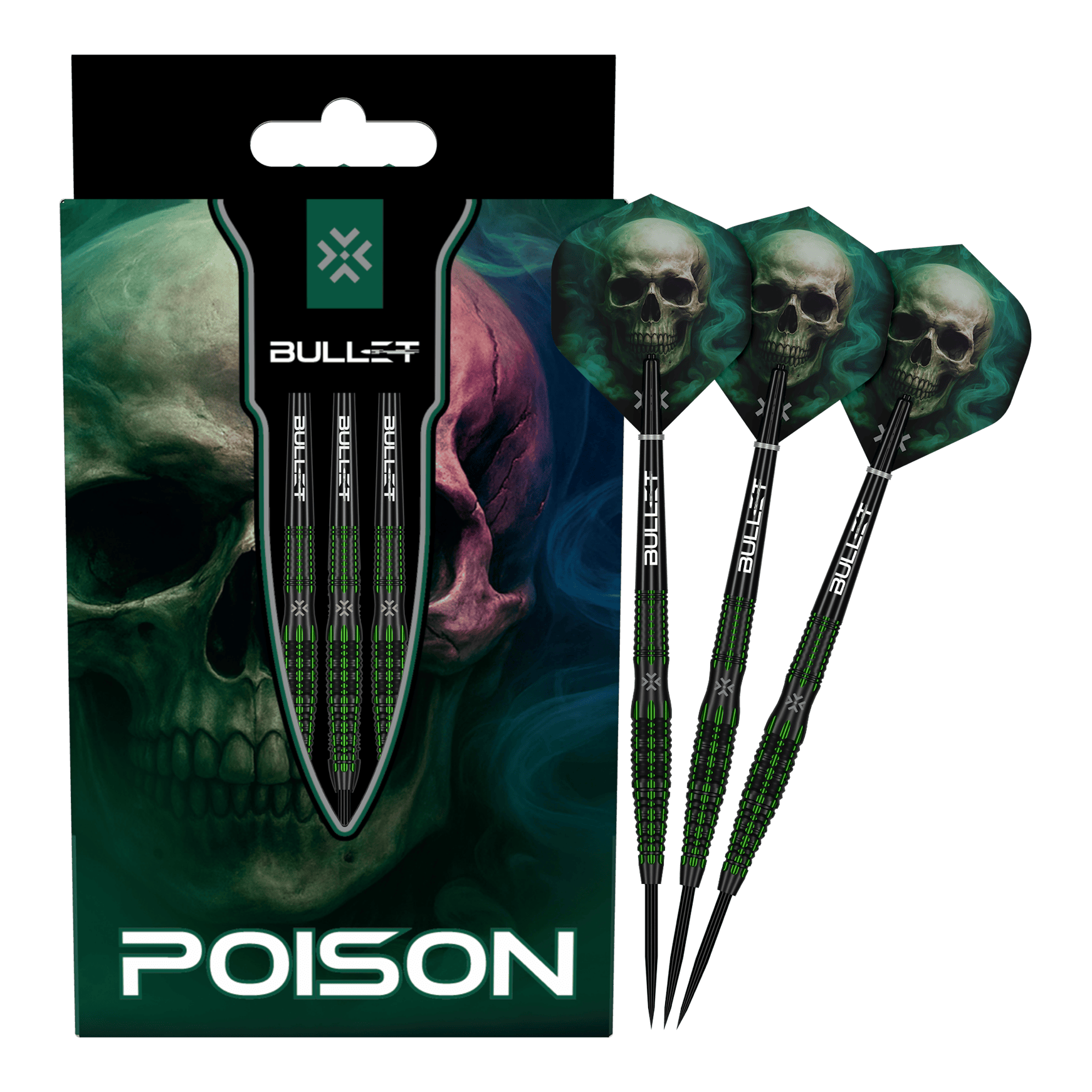 Bullet Poison dardi in acciaio Hier sind die Bullet Poison Steeldarts vollständig abgebildet. Die einzigartigen Steeldarts eignen sich für Dart-Enthusiasten.