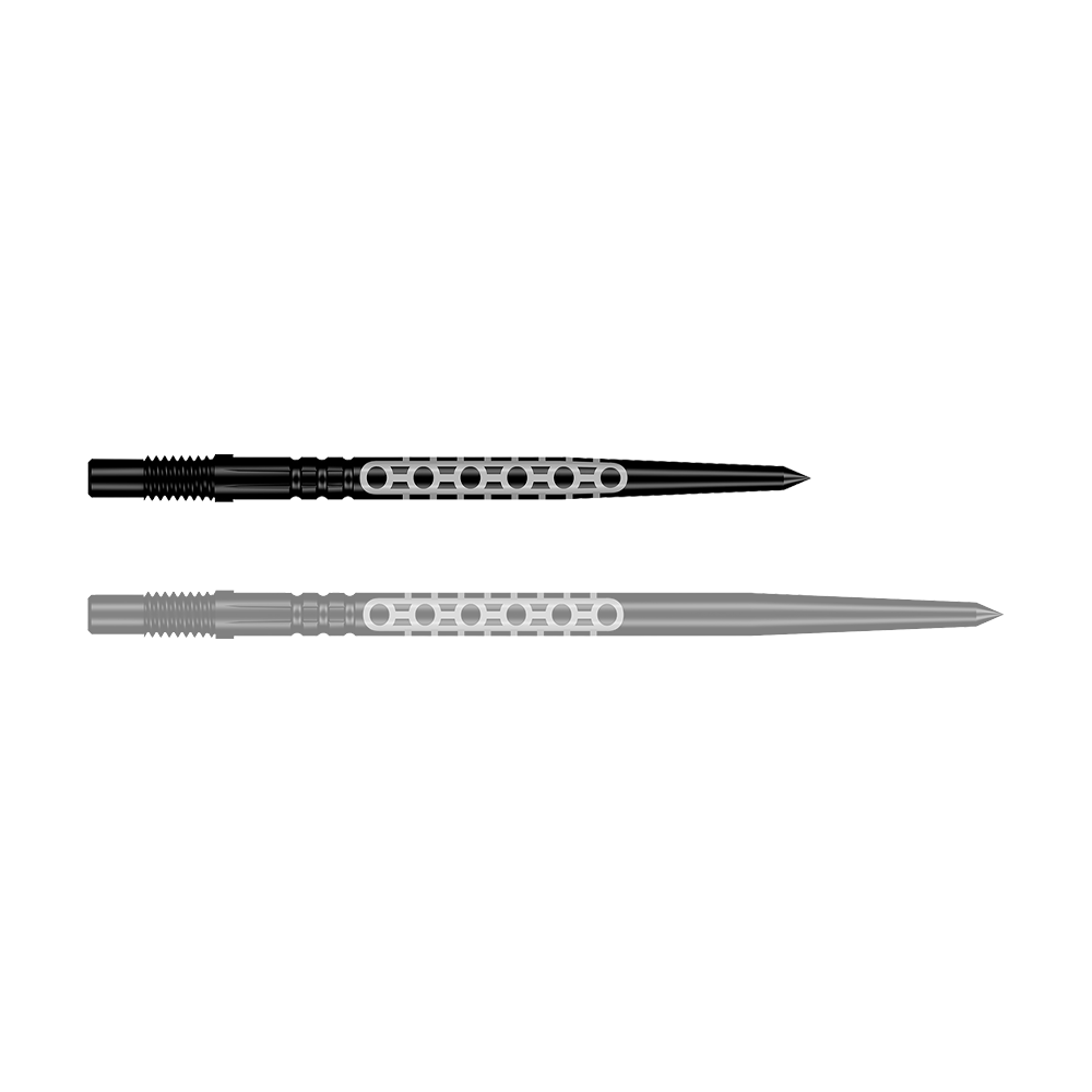 Punte per freccette Shot Turbo Point Goths - Nere Ein schwarzer Dartpfeil mit markantem Design ist im Bild. Der Pfeil ist robust verarbeitet.