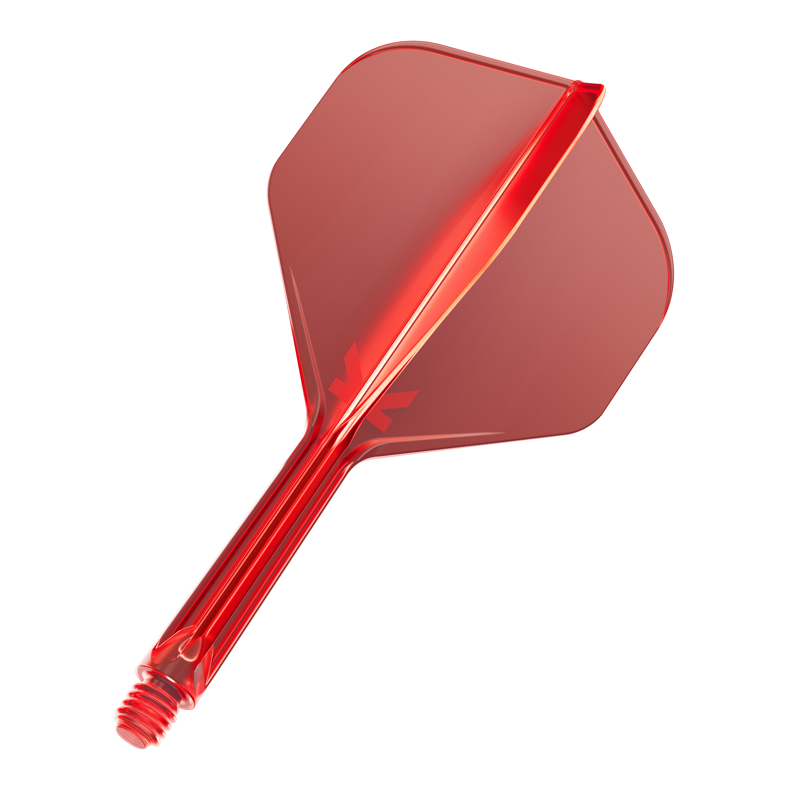 Target K-Flex No2 Standard Flight System - Rosso Dies ist ein rotes Dartflight mit einem integrierten Schaft. Das Material sieht durchsichtig und stabil aus.