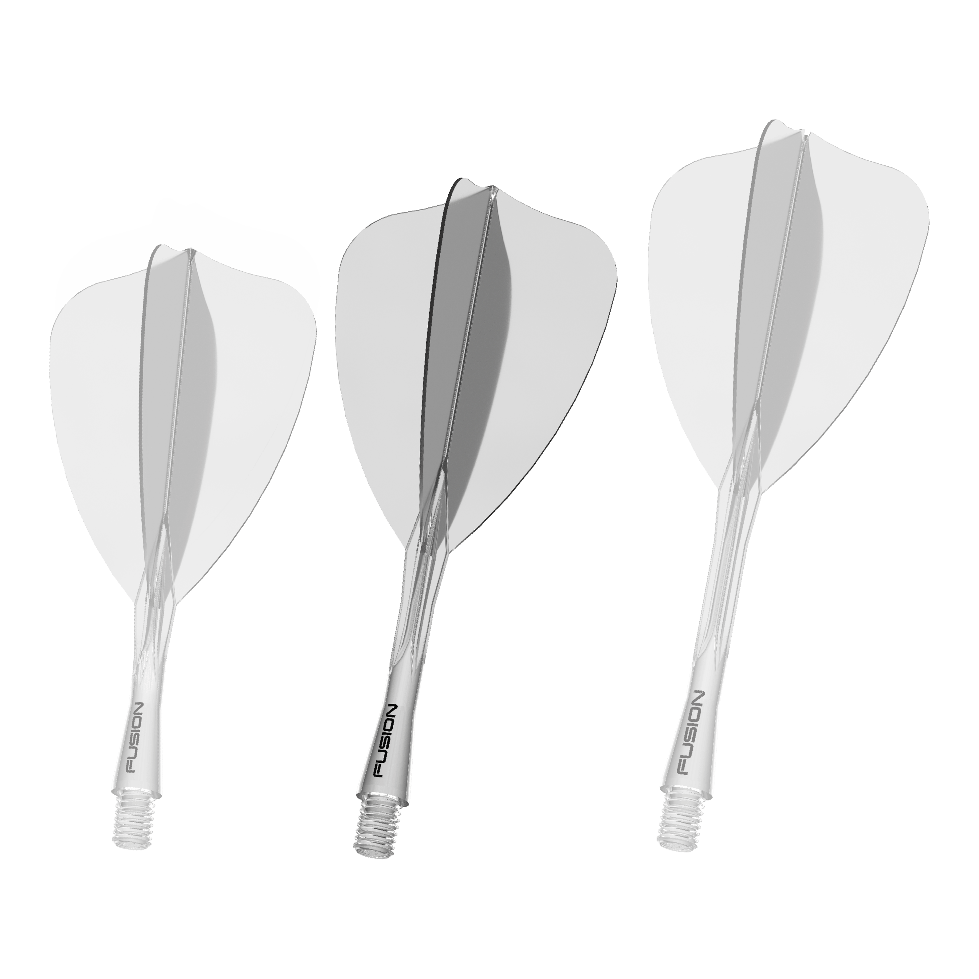 Winmau Fusion Flight Shaft System Freccia Trasparente Abgebildet ist ein weiteres Dartzubehör, wie ein Shaft oder Flight. Der Dateiname beschreibt das Produkt als 'Winmau Fusion Flight Shaft System Arrow Clear 28mm 2'.