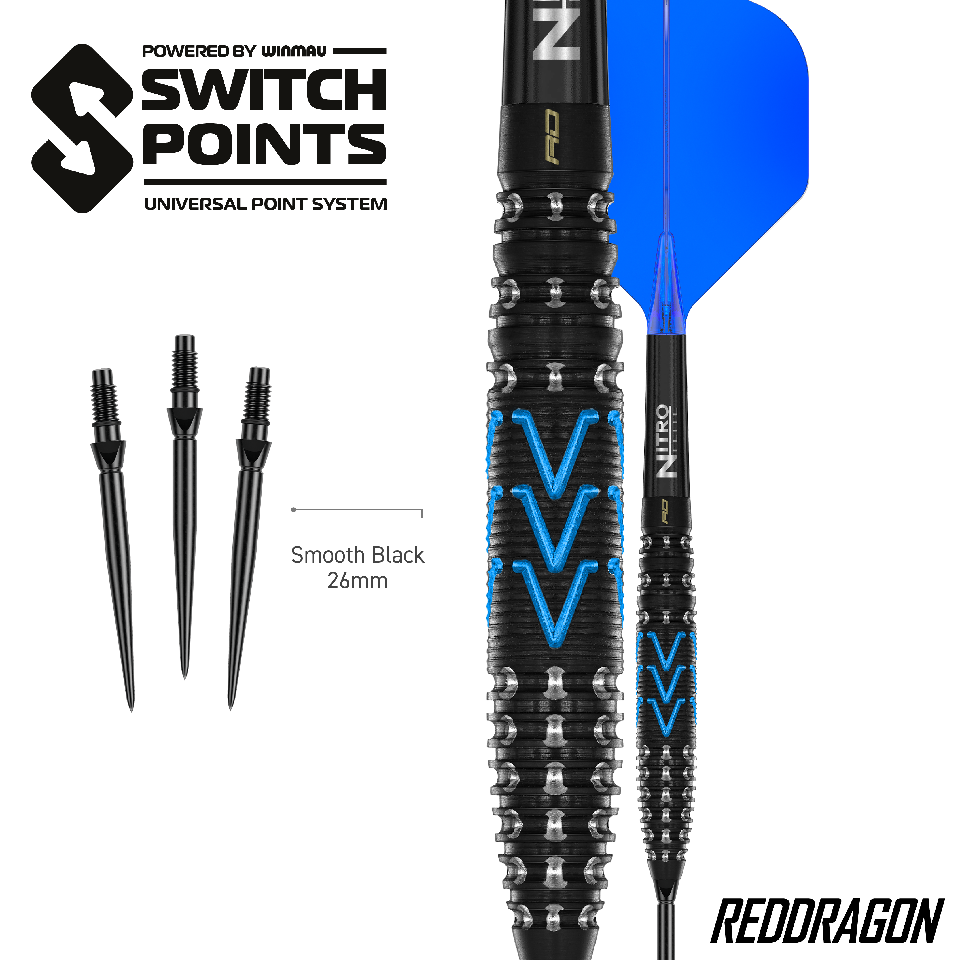 Dardi in acciaio Red Dragon AMP Torpedo Switch Point Hier sieht man die Red Dragon AMP Torpedo Switch Point Steeldarts. Diese Darts sind für präzises Werfen entwickelt worden.