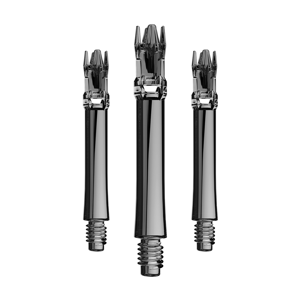 Alberi di ricambio L-Style L-System - Nero trasparente Mehrere transparente schwarze Ersatzshafts sind gemeinsam dargestellt. Sie sind nebeneinander angeordnet.