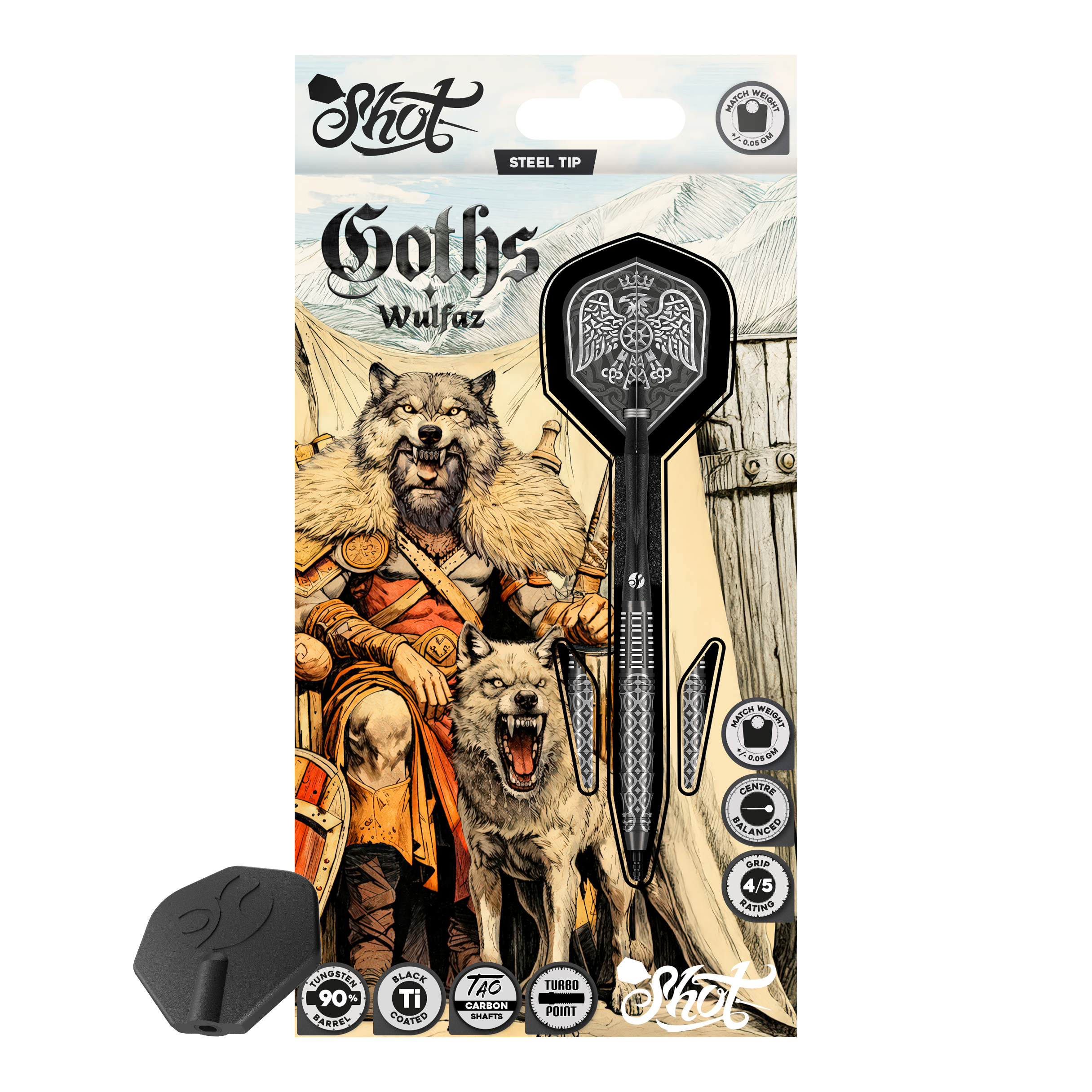 Freccette in acciaio Shot Goths Wulfaz Turbo Point - 23 g Freccette in acciaio Shot Goths Wulfaz Turbo Point - 23 g