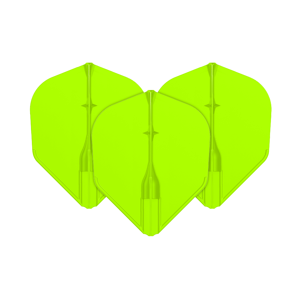 Voli L-L-Style3EZ Ein Set Dart-Flights mit matter Oberfläche wird gezeigt. Die Gesamtstruktur der Flügel ist gut sichtbar.