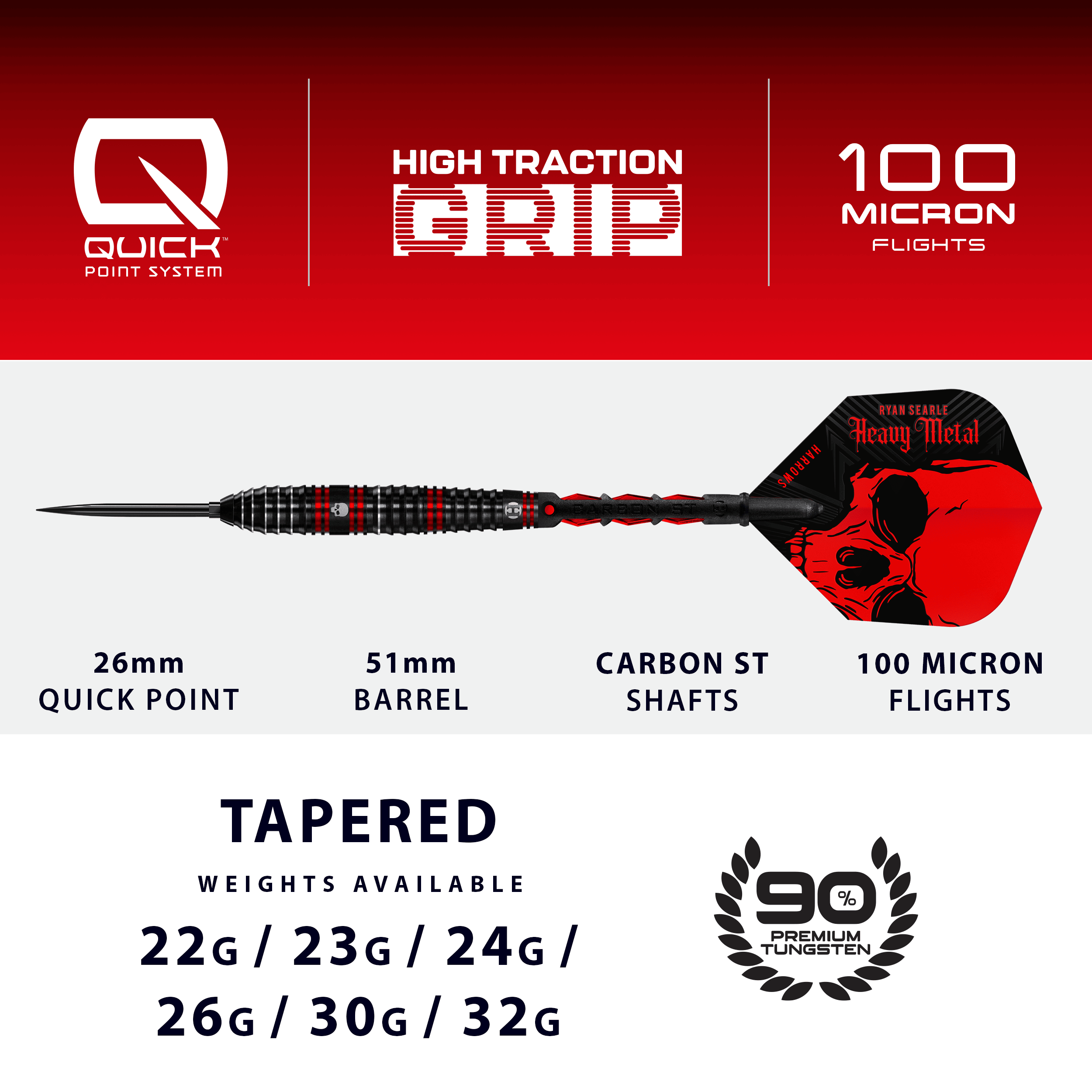 Dardi in acciaio Harrows Ryan Searle 90% Quick Point Zu sehen ist der Harrows Ryan Searle 90% Steeldarts Quick Point Steeldarts. Diese Dartpfeile bieten eine professionelle Qualität für anspruchsvolle Spieler.