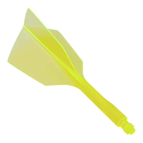 Condor Ax 120 Flight System Neon Yellow - Stretto Das Bild zeigt ein Condor Axe 120 Flight-System in Neon-Gelb mit schmalem Design. Es handelt sich um einen einteiligen Dartflug und -schaft.