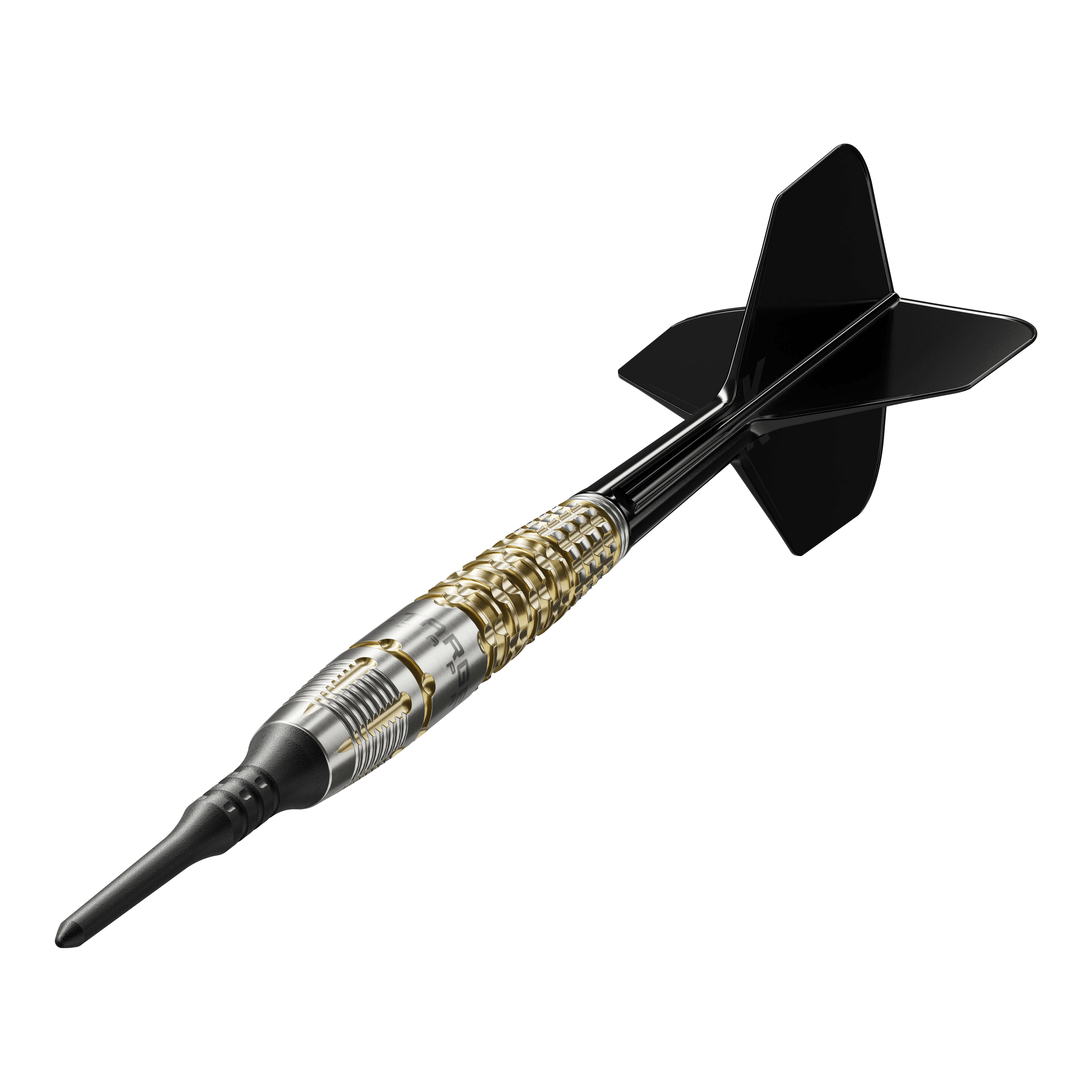Freccette morbide Target Japan Black Marque Warrior - 18,5 g Dies ist der Target Japan Black Marque Warrior Softdart mit einem Gewicht von 18,5 Gramm. Er besitzt ein elegantes Design mit goldenen und silbernen Akzenten sowie schwarzen Flights.