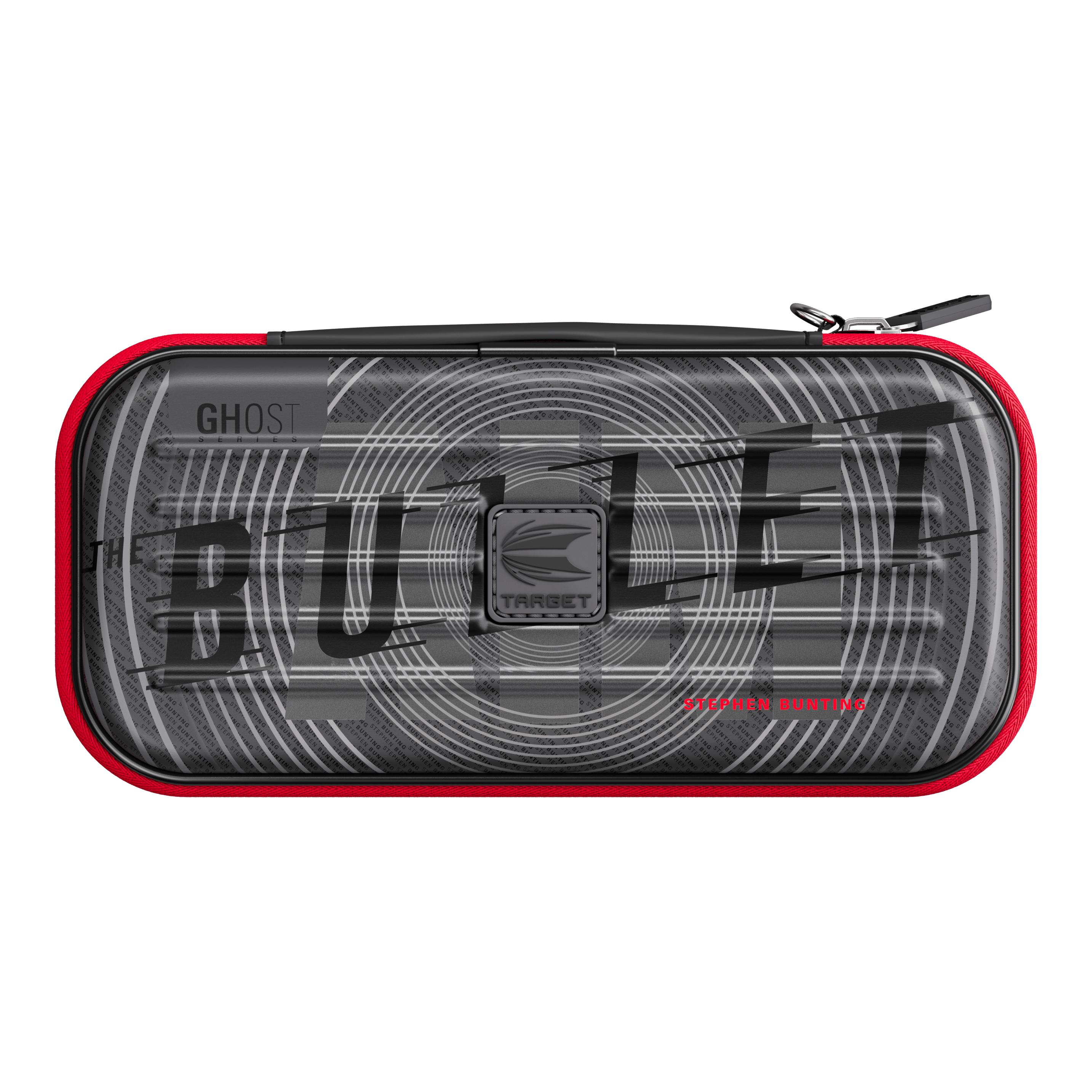 Custodia per freccette Stephen Bunting della serie Ghost di Takoma Das Foto zeigt das Takoma Ghost Series Stephen Bunting Dartcase. Es ist ein robustes Dartcase für Darts-Zubehör.