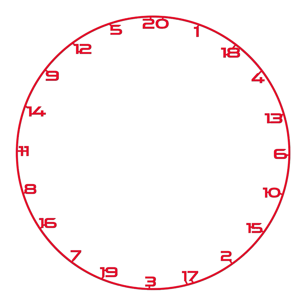 Anello numerico per bersaglio per freccette Das Bild zeigt einen roten Zahlenring für ein Dartboard. Der Name der Datei ist BT1000120_Bullet_Dartboard_Zahlenring_Rot_1.