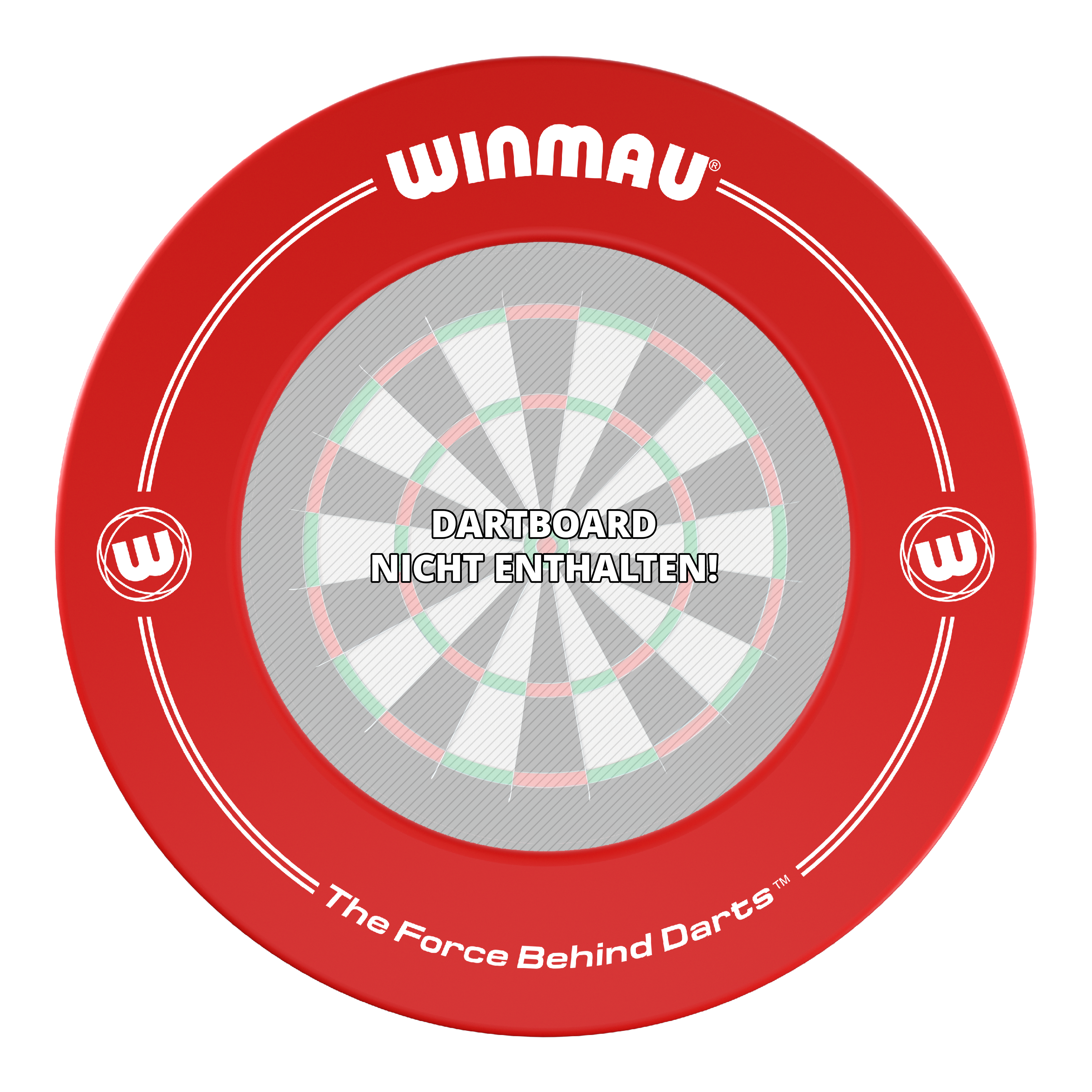Winmau Dartboard Surround Auf dem Bild ist ein roter Dartboard-Surround der Marke Winmau zu sehen. In der Mitte steht der Hinweis: "Dartboard nicht enthalten!"
